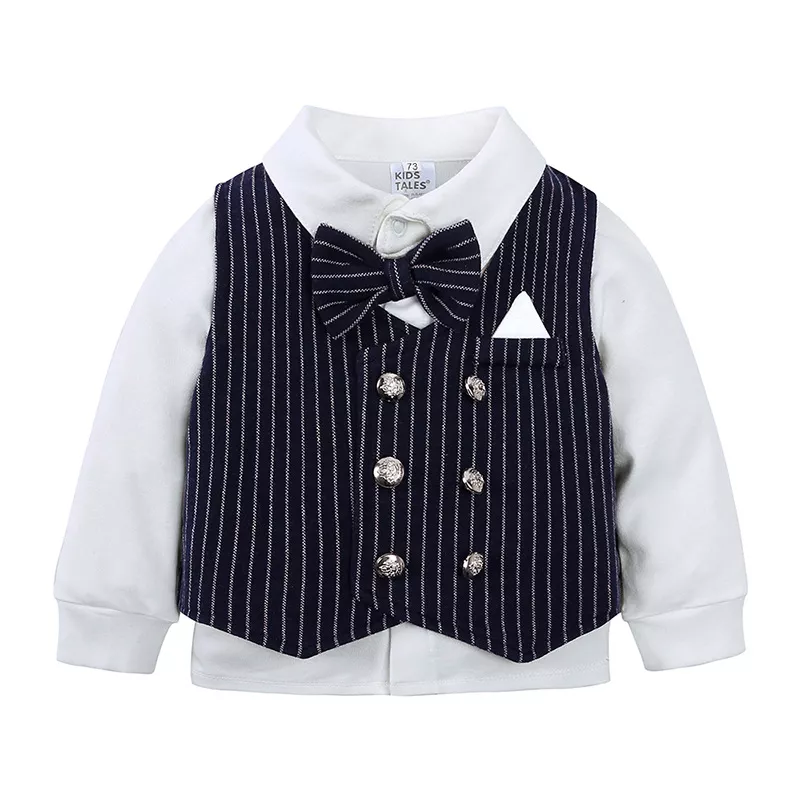 Children's Striped Vest and Pants Suit Set, image 8