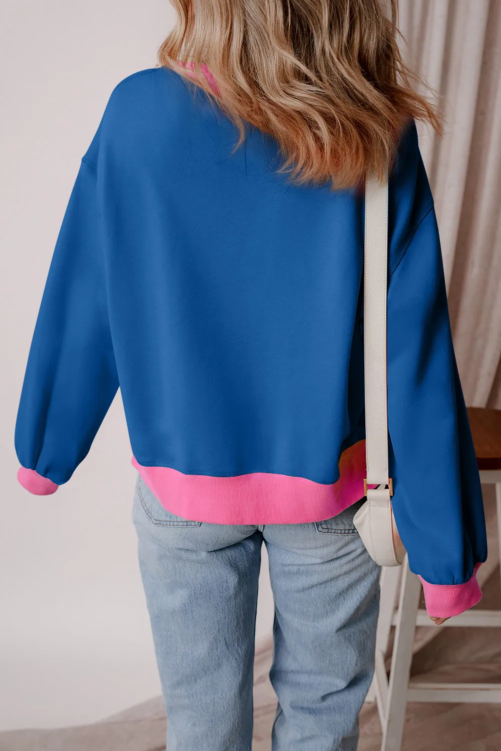 Letter Graphic Contrast Long Sleeve Sweatshirt, image 3