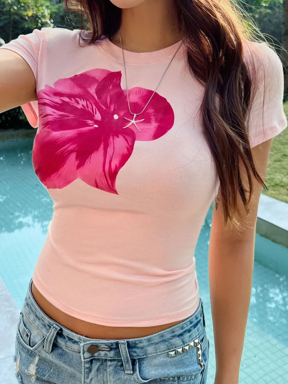 Graphic Round Neck Short Sleeve T-Shirt, image 9