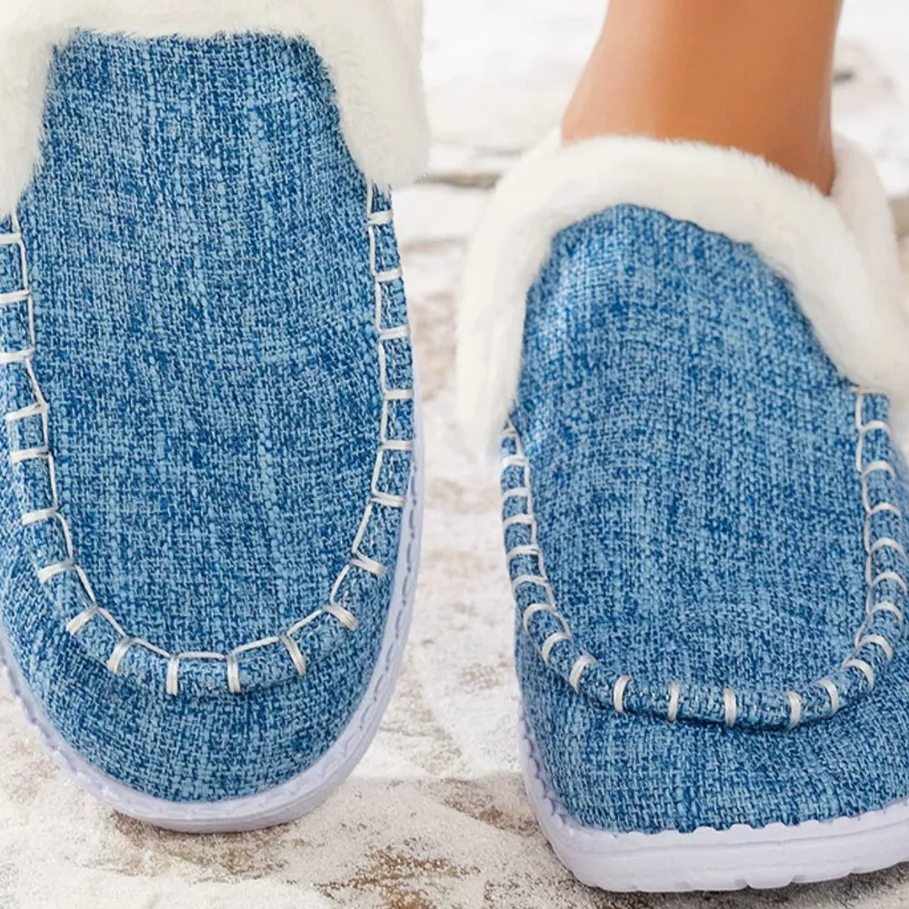 Faux Fur Lined Round Toe Shoes, image 3