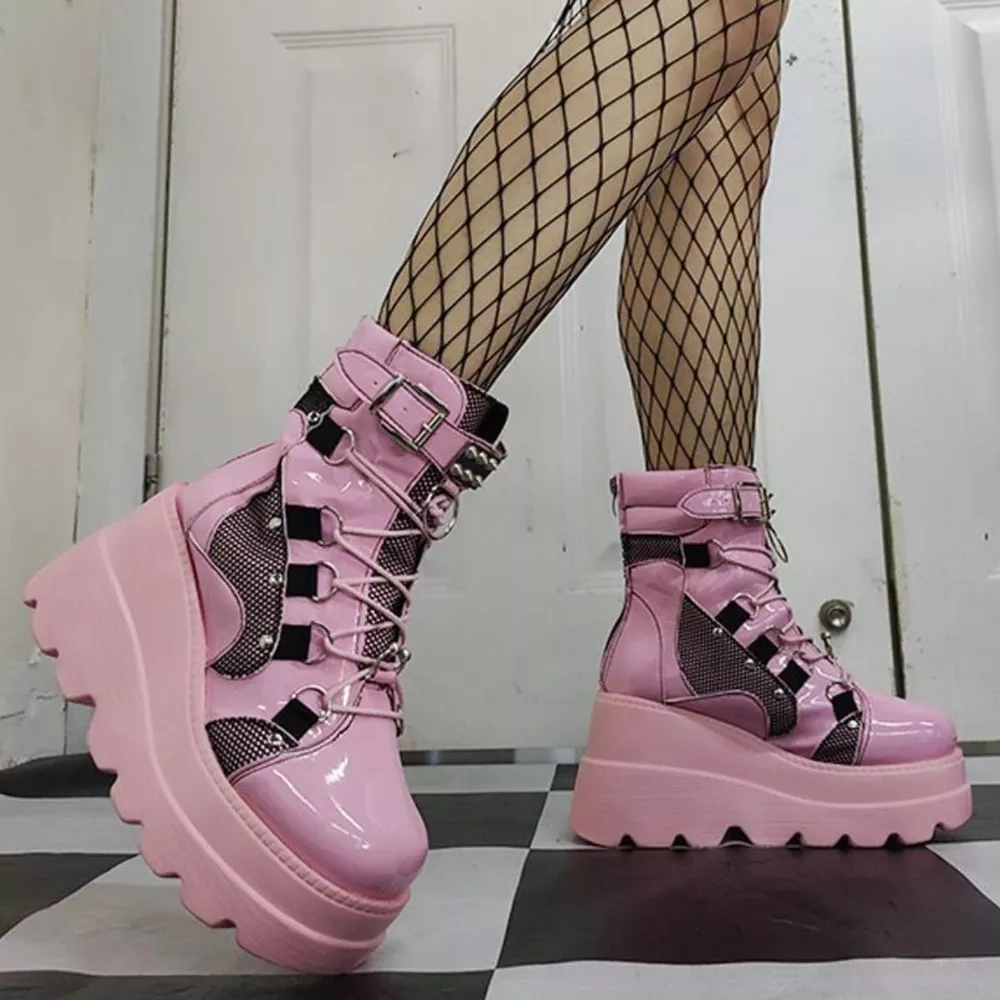 Lace Up Platform Wedge Boots, image 12