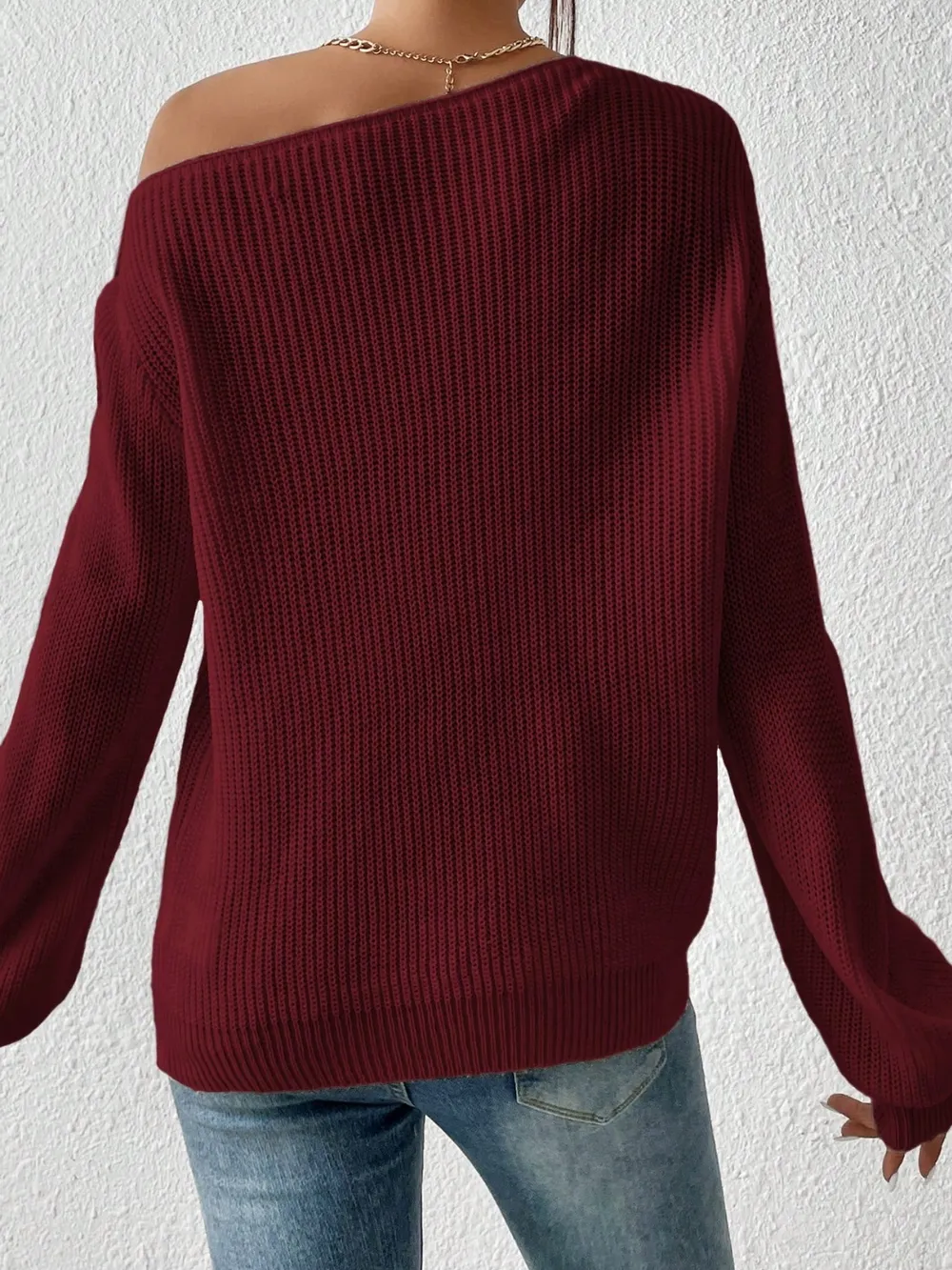Single Shoulder Long Sleeve Sweater, image 10