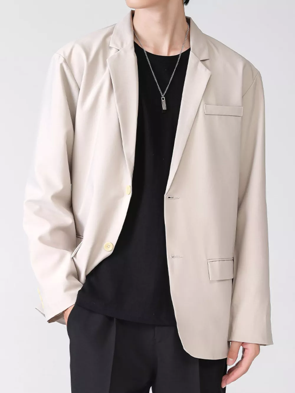 Men's Full Size Lapel Collar Button Up Blazer Plus Size, image 4