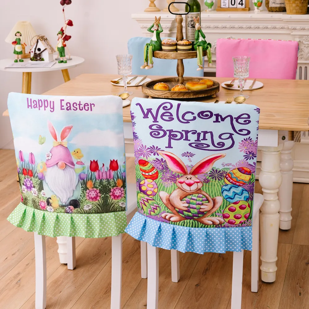 Easter Polka Dot Pleated Hem Chair Cover, image 3
