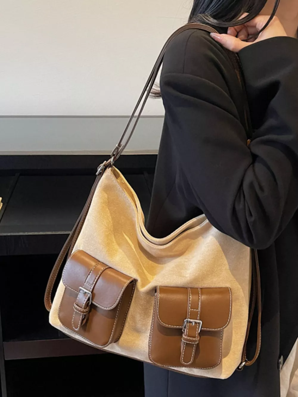 Buckle Pocket Shoulder Handbag, image 8