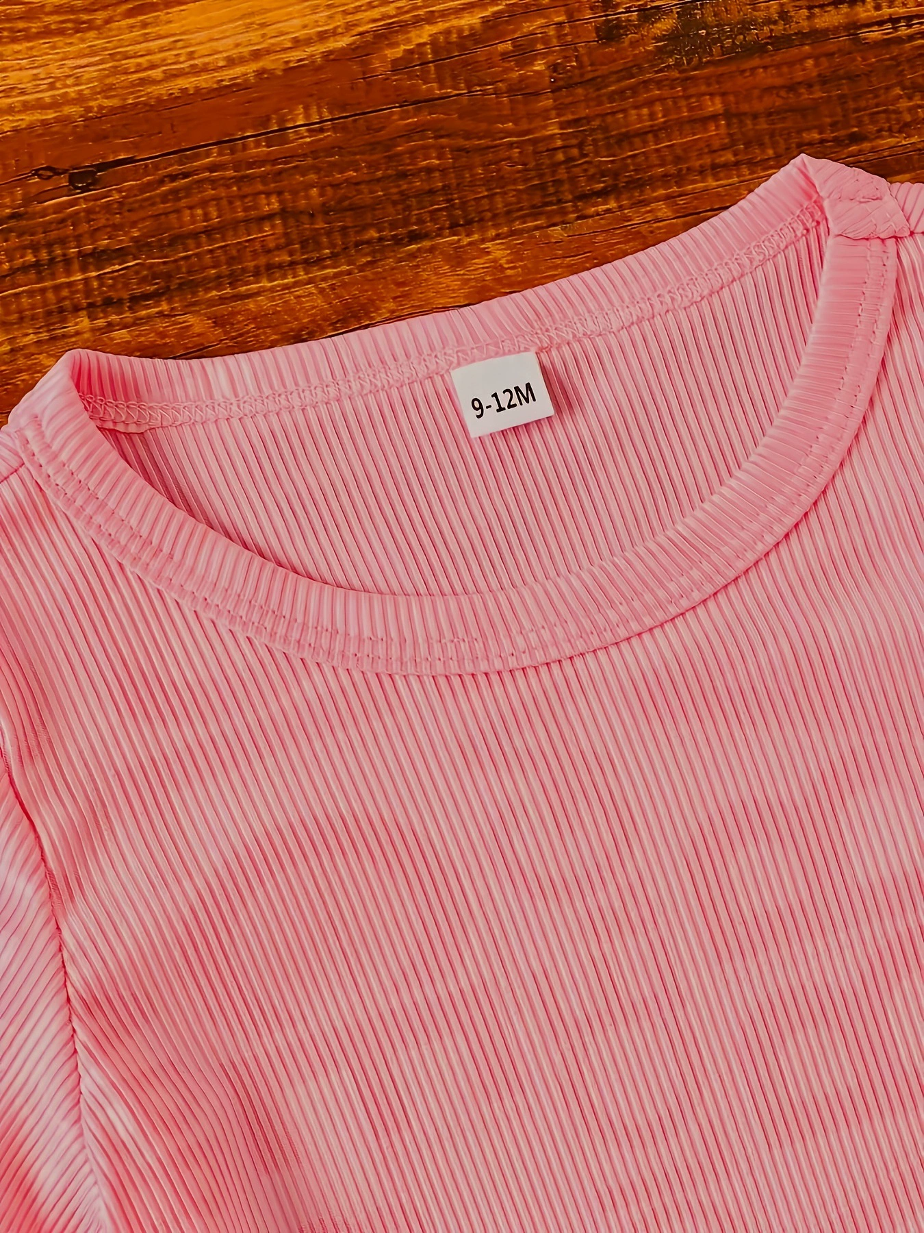 Children's Casual Ribbed Knit Tee and Shorts Two-Piece Set, image 2