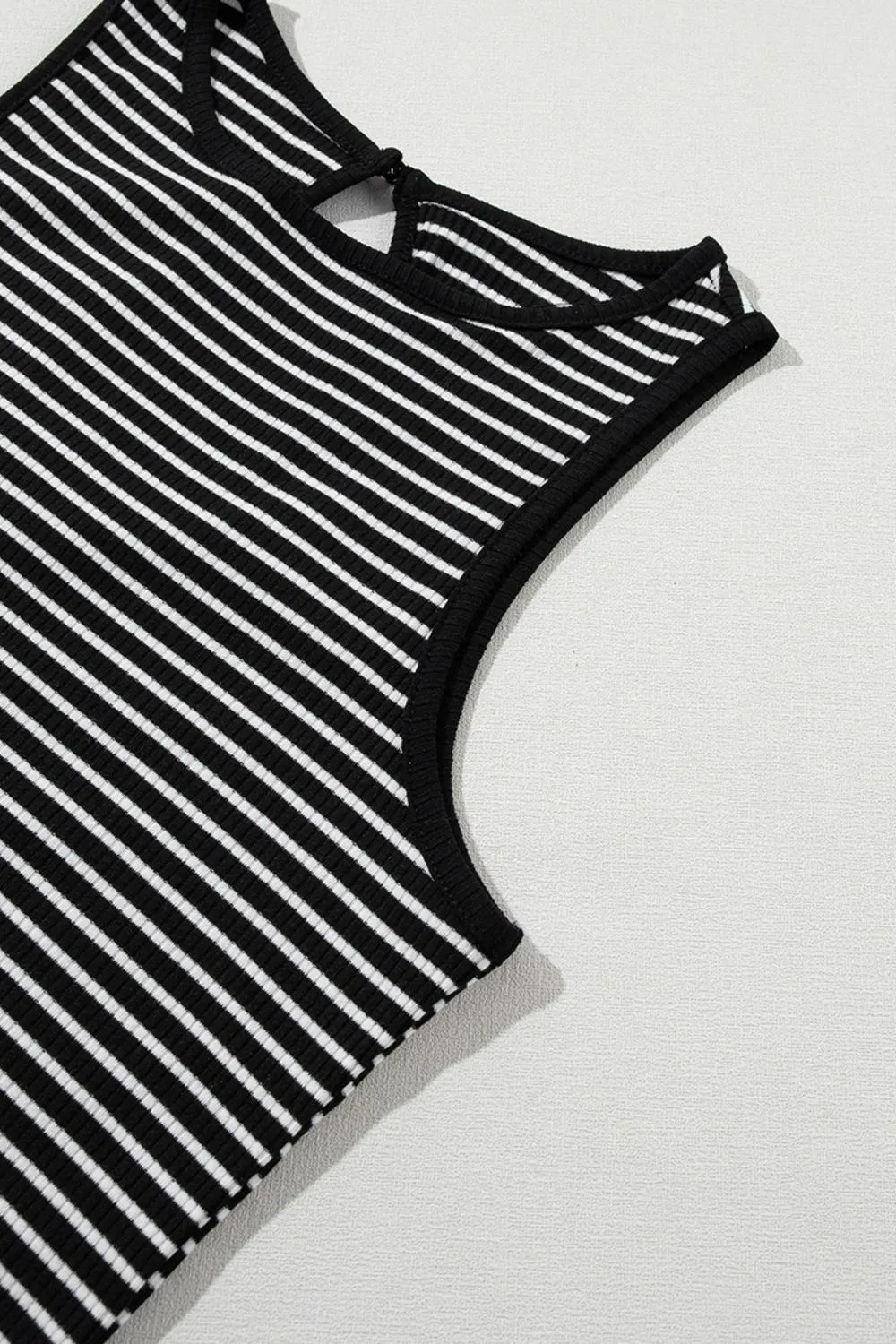 Striped Ribbed Round Neck Tank, image 6