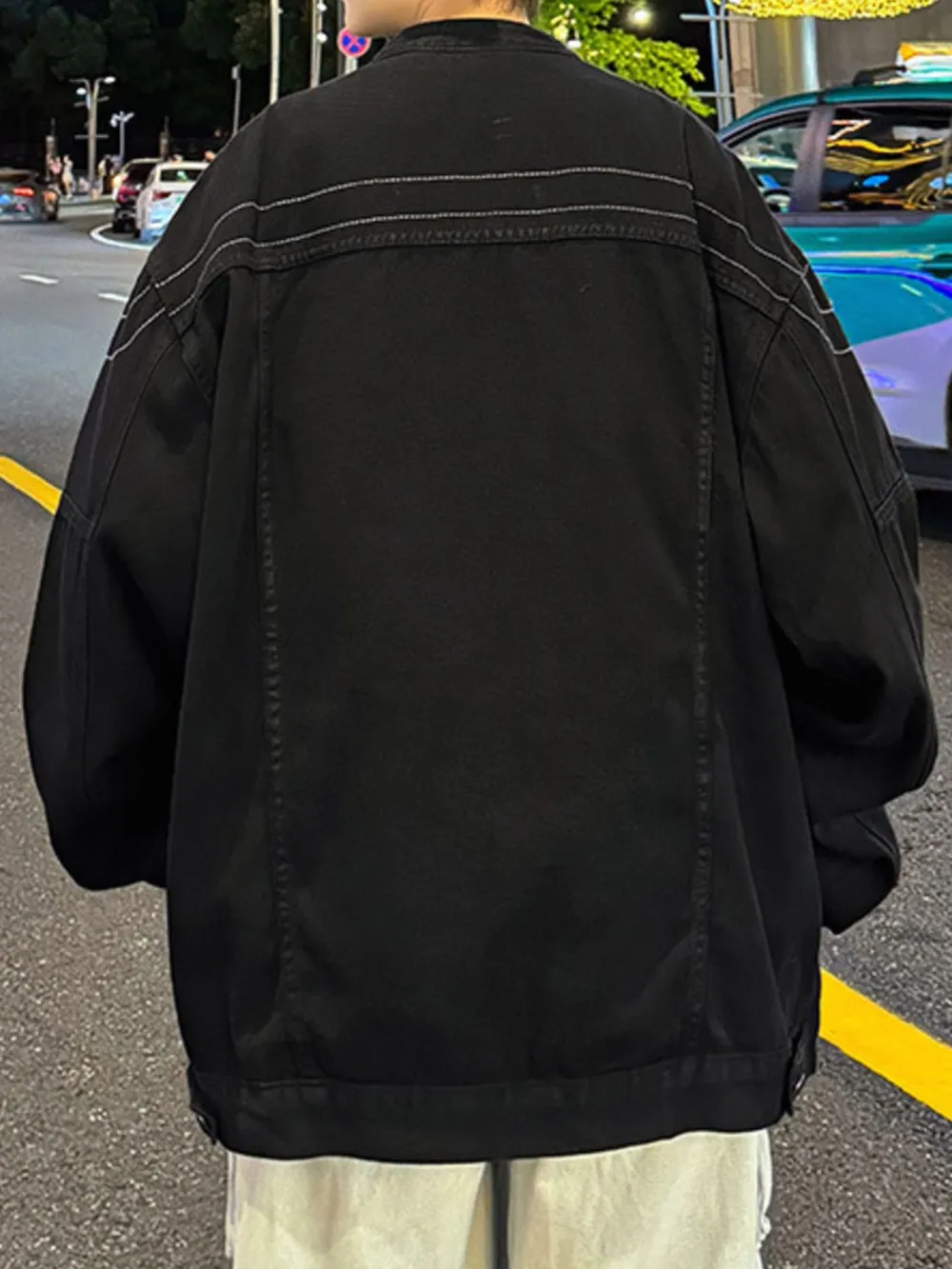 Men's Plus Size Zip Up Long Sleeve Denim Jacket, image 4