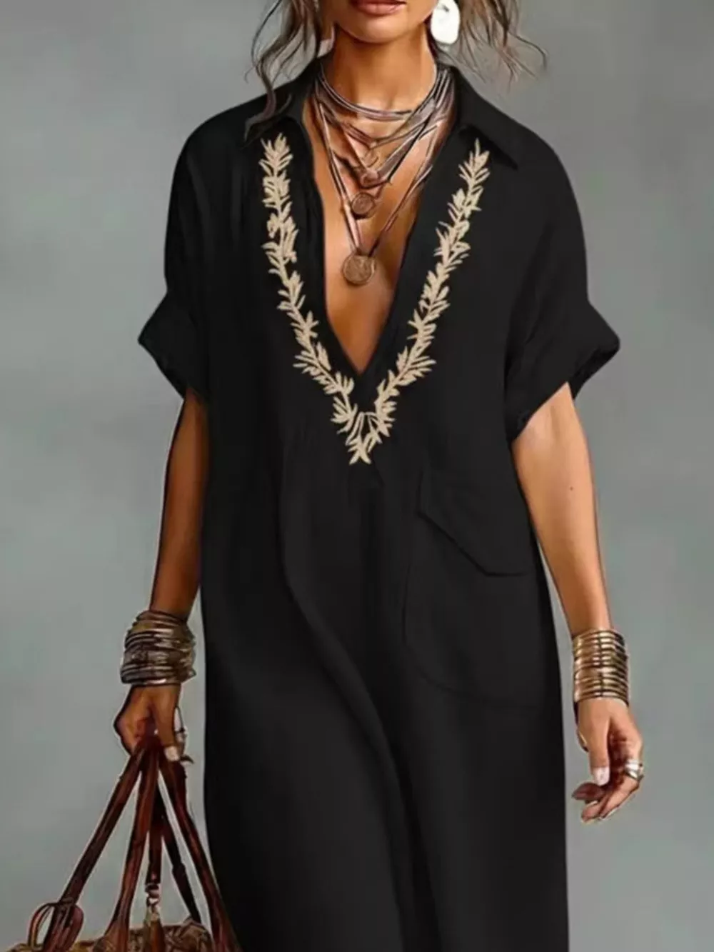 Full Size Bohemian Embroidered Maxi Dress Plus Size, image 5