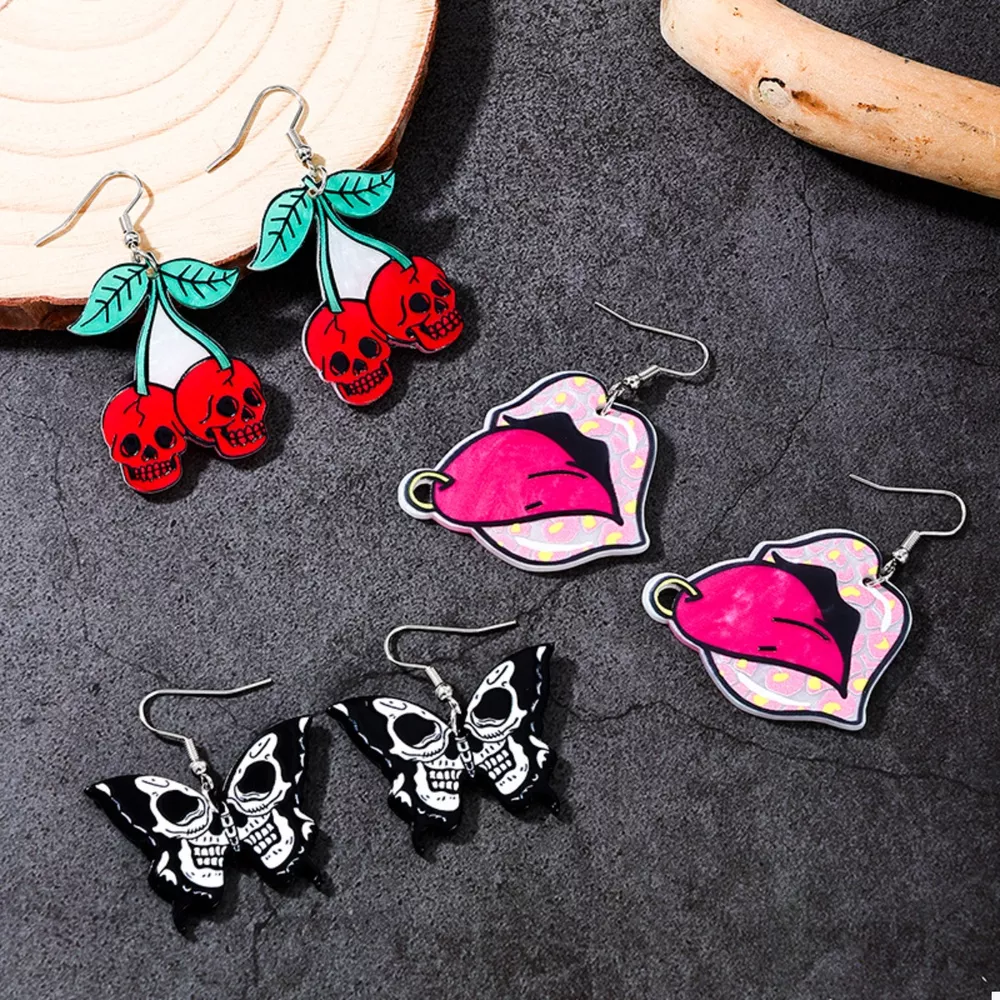 3 Piece Halloween Funky Cartoon Acrylic Dangle Earrings, image 3