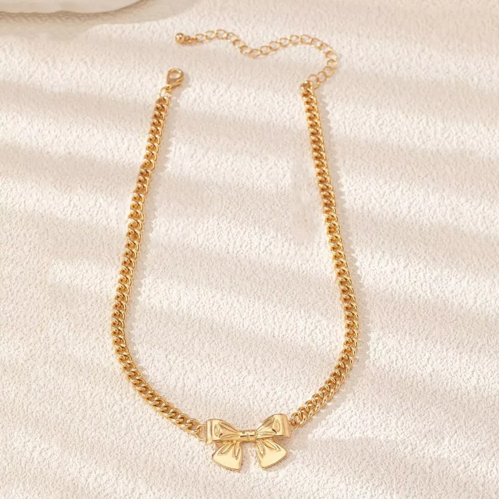 18K Gold-Plated Bowknot Chain Necklace, image 4