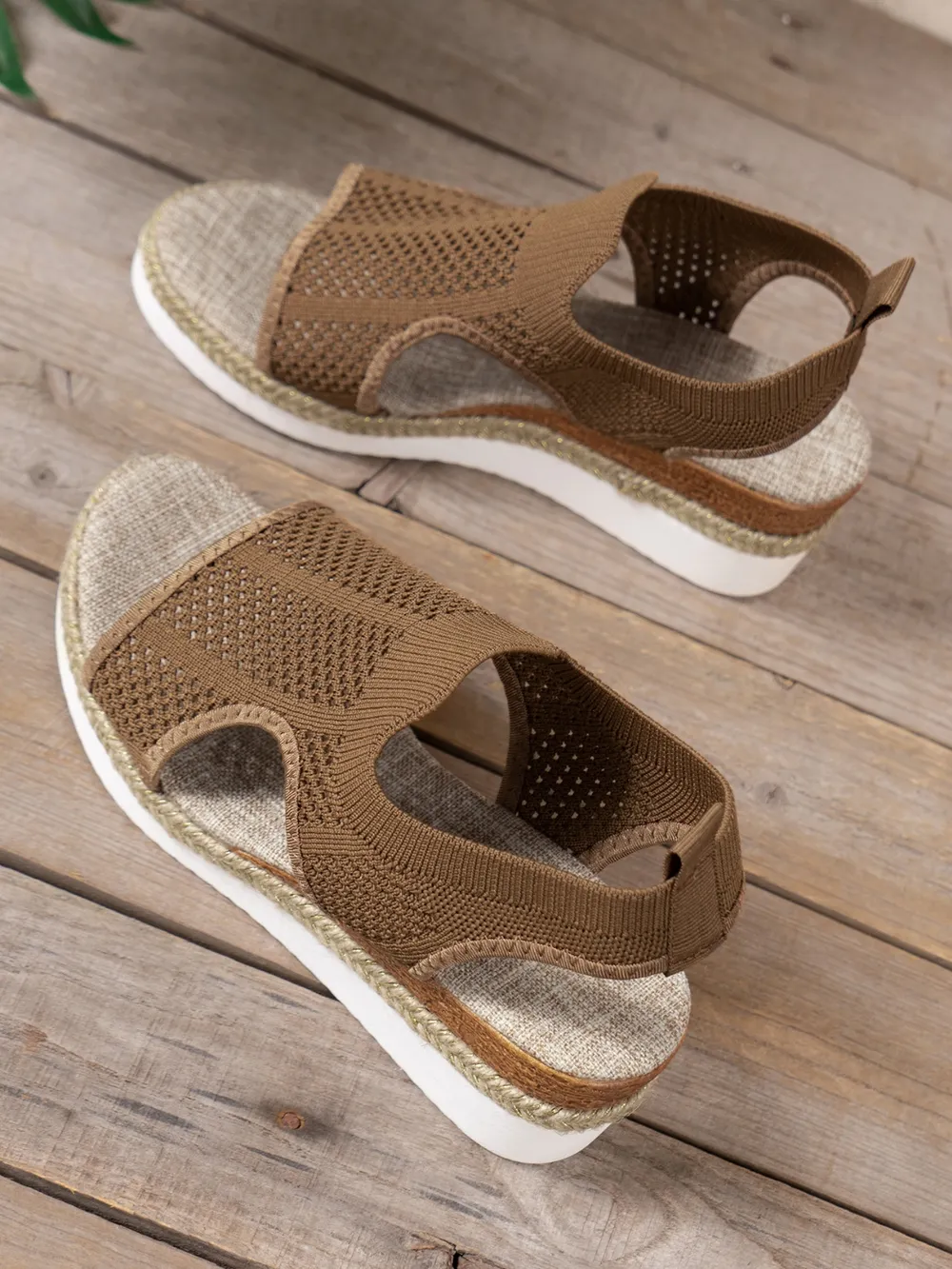 Open Toe Woven Wedge Sandals, image 4