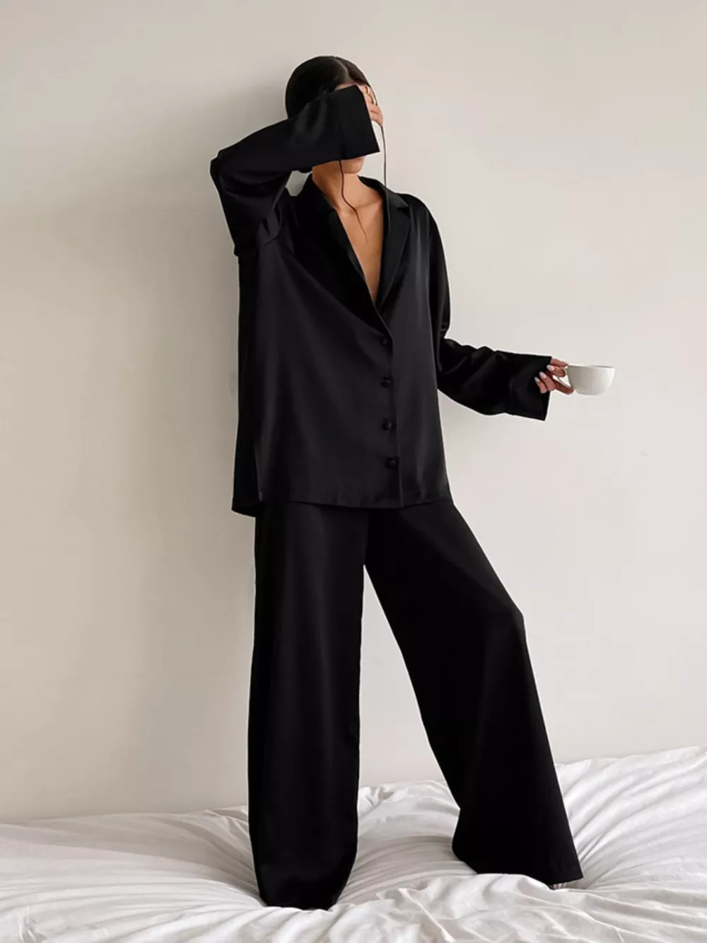 Long Sleeve Top and Wide Leg Pants Lounge Set, image 6
