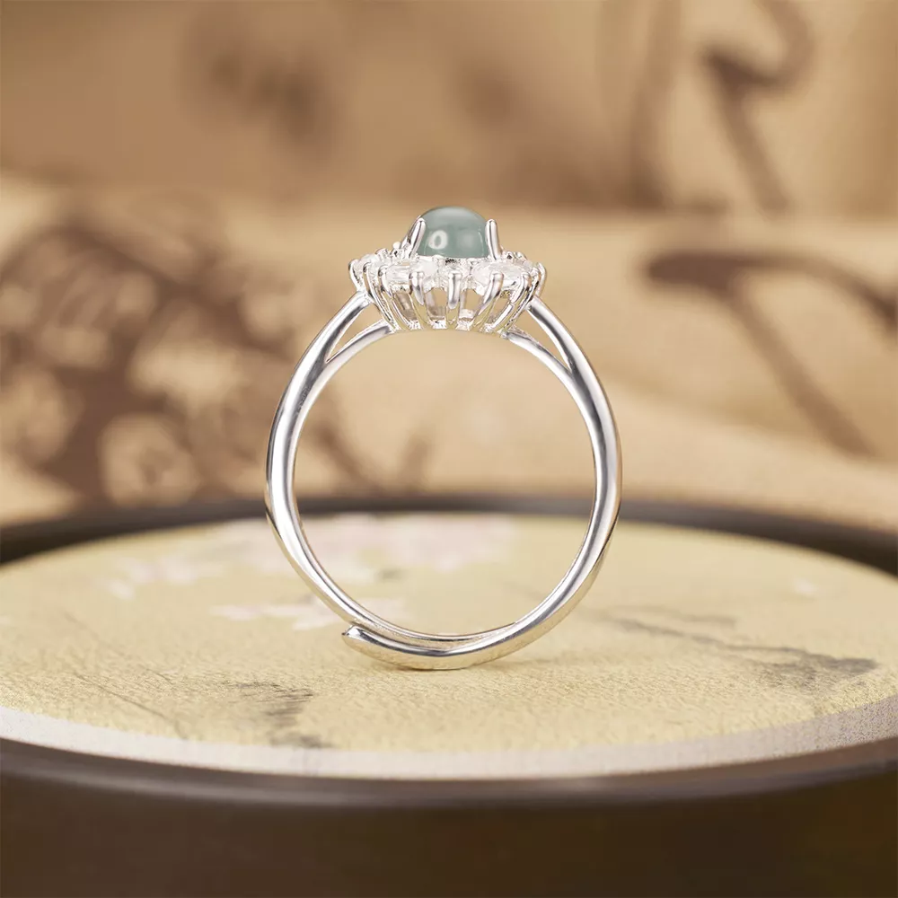 925 Sterling Silver Jadeite Ring, image 2