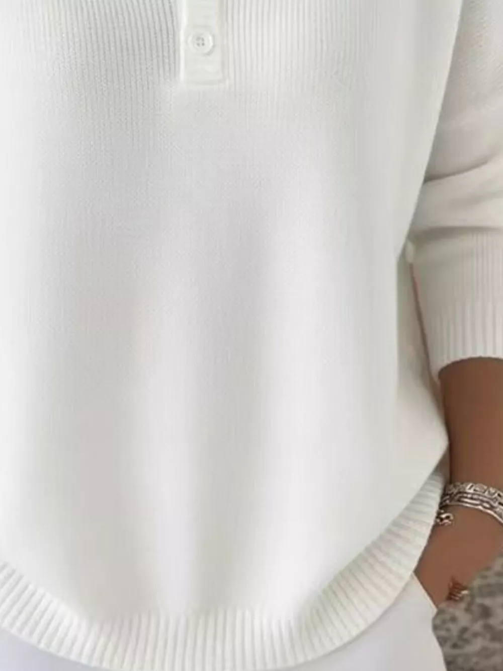 Full Size Button Detail Ribbed Knit Sweater Plus Size, image 4