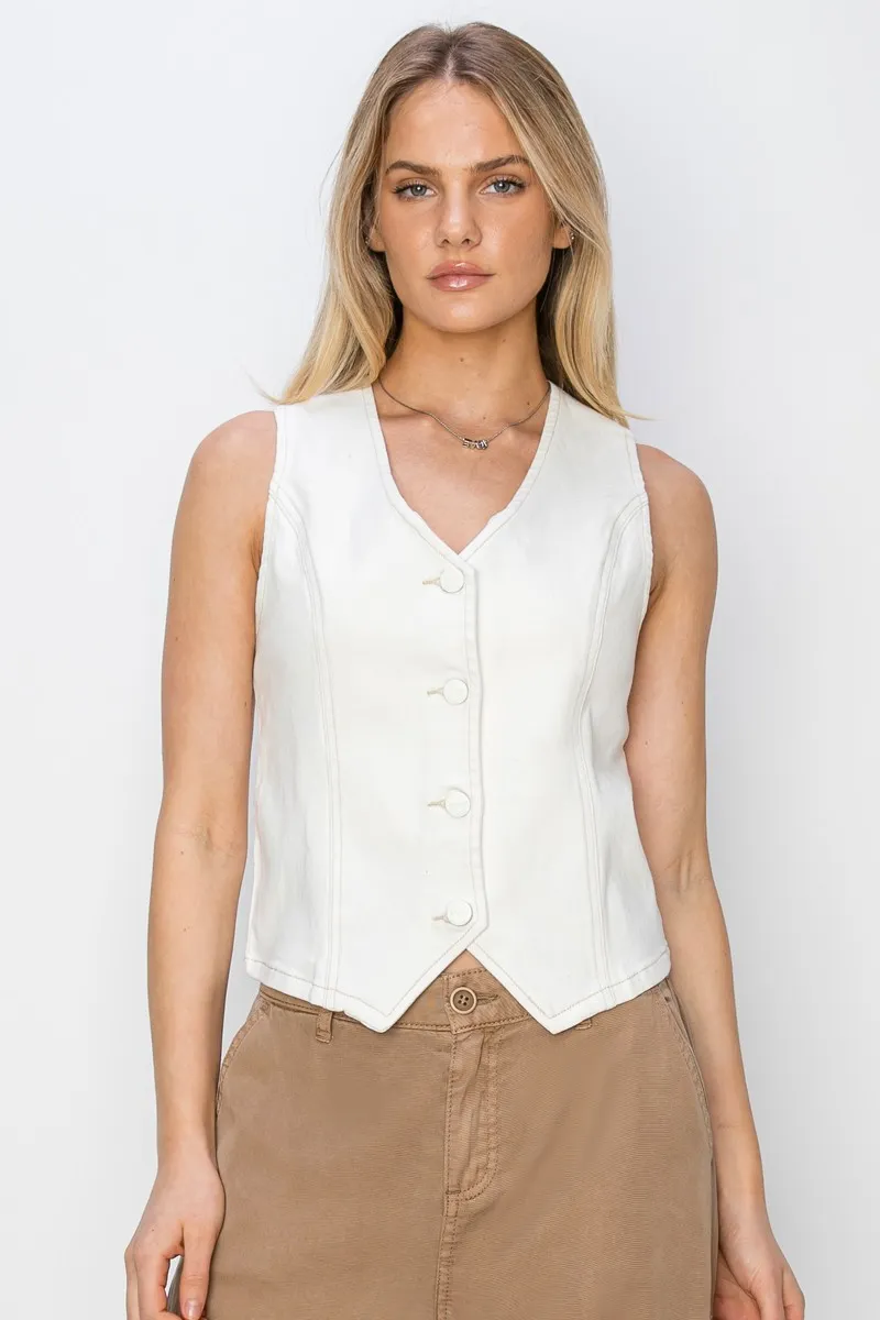V Neck Button Down Vest