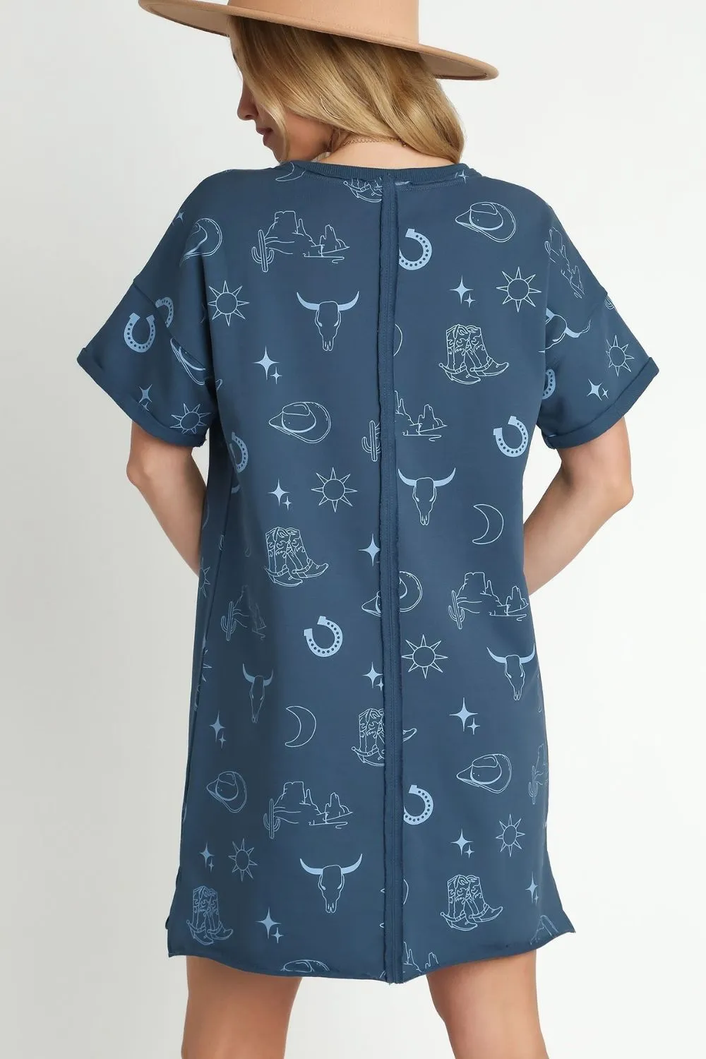 Full Size French Terry Short Sleeve Round Neck Dress Plus Size, image 2