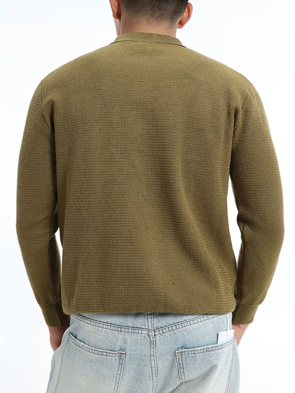 Men's Plus Size Quarter-Zip Ribbed Knit Top, image 7
