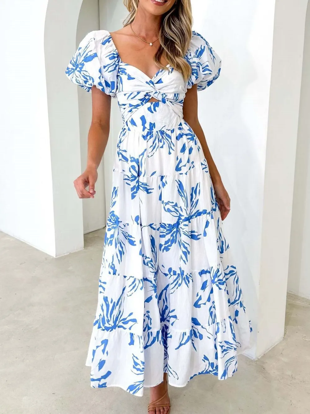 Off-Shoulder Floral Tiered Dress with Ruffle Details, image 11
