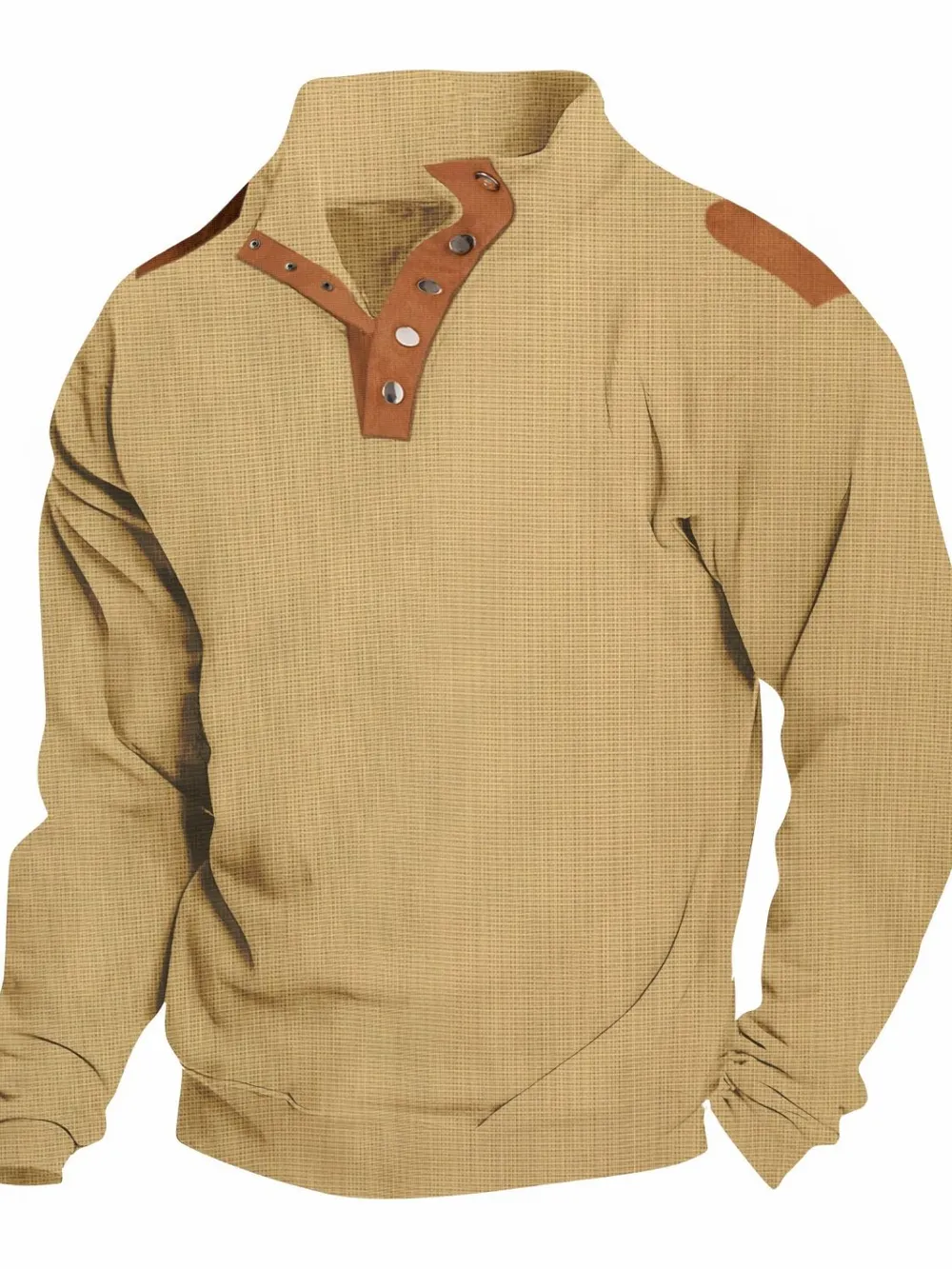 Men's Full Size Stand Collar Long Sleeve Polo Plus Size, image 6