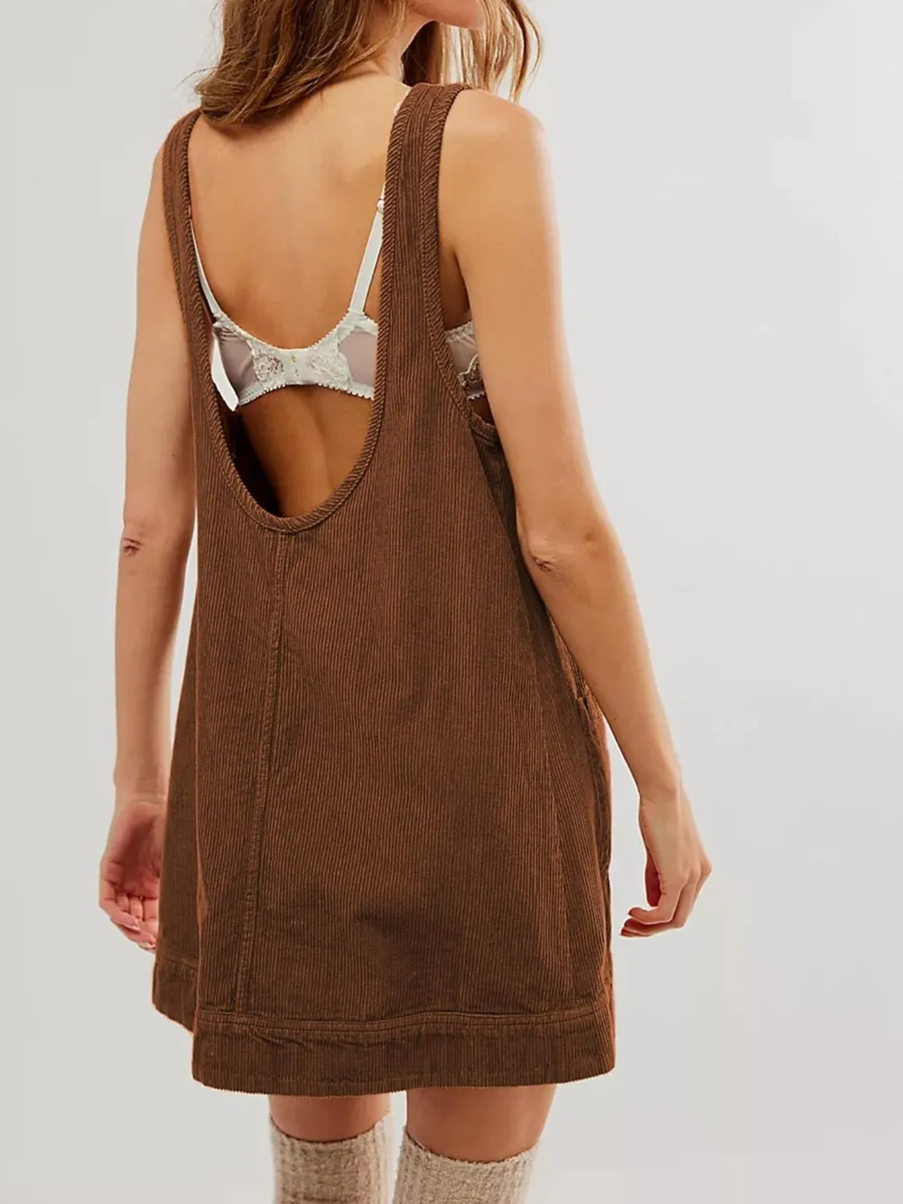 Round Neck Wide Strap Mini Dress with Pockets, image 5