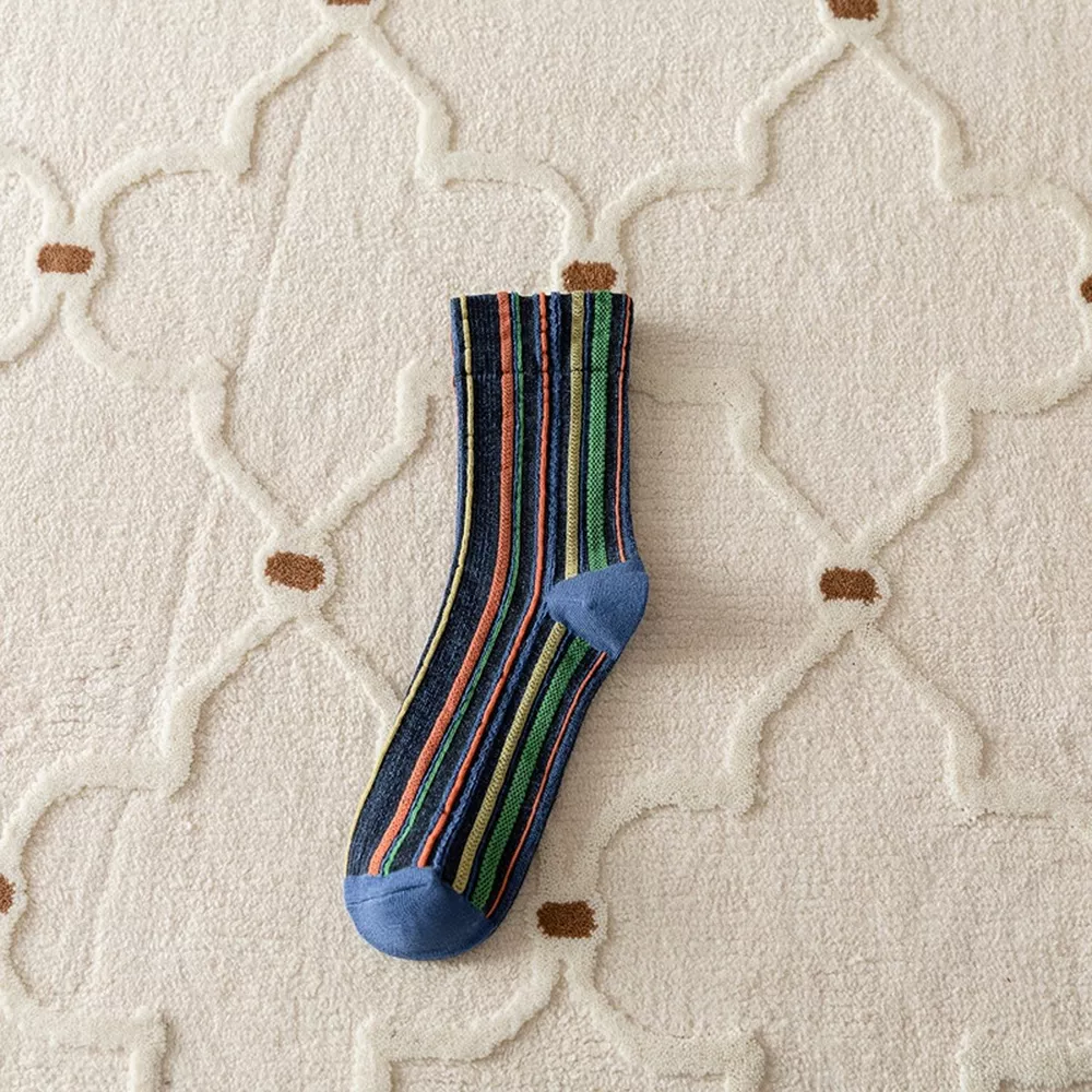 Multi-Color Striped Cotton Crew Socks, image 8