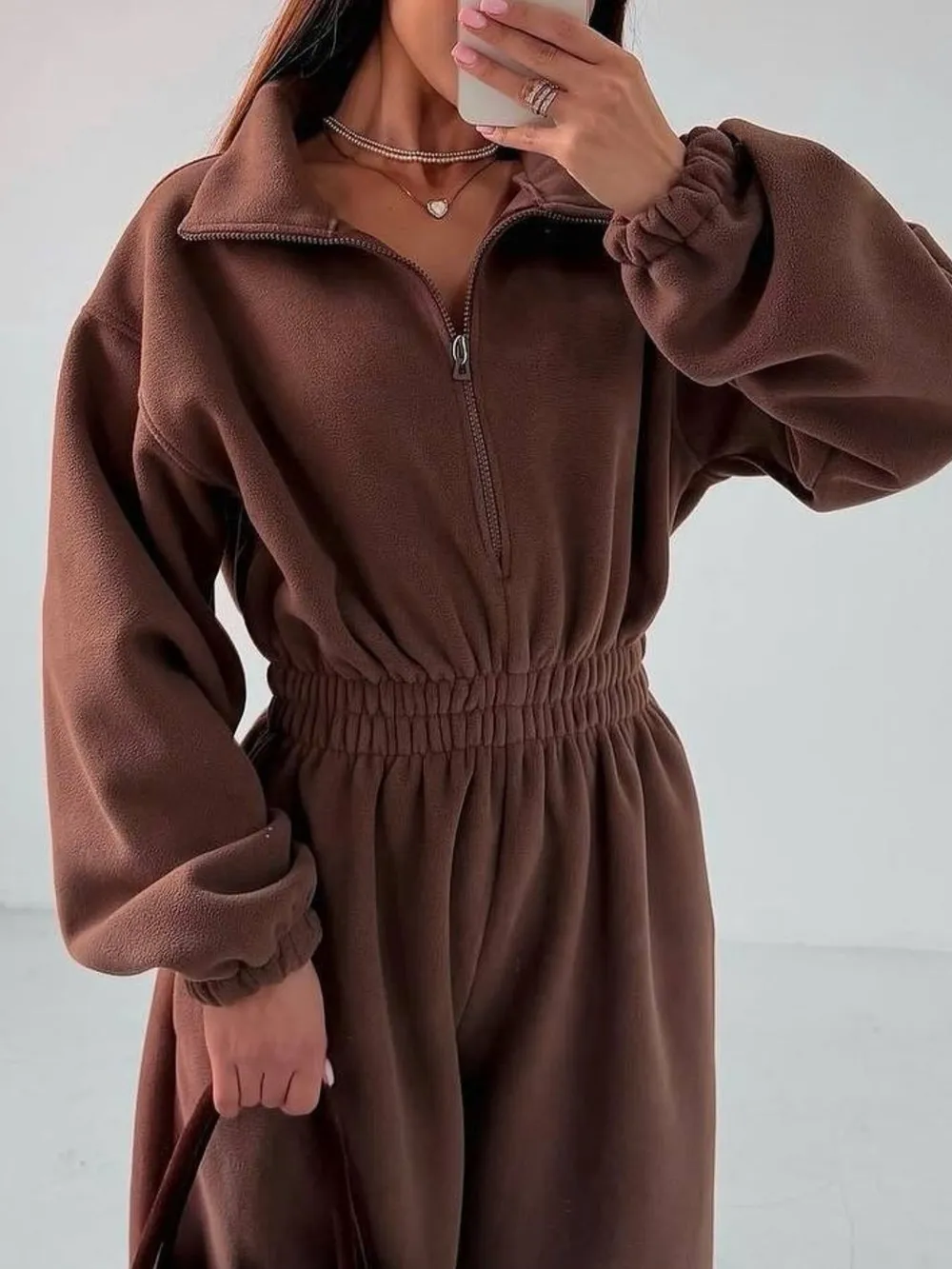 Zip Front Long Sleeve Jumpsuit, image 4