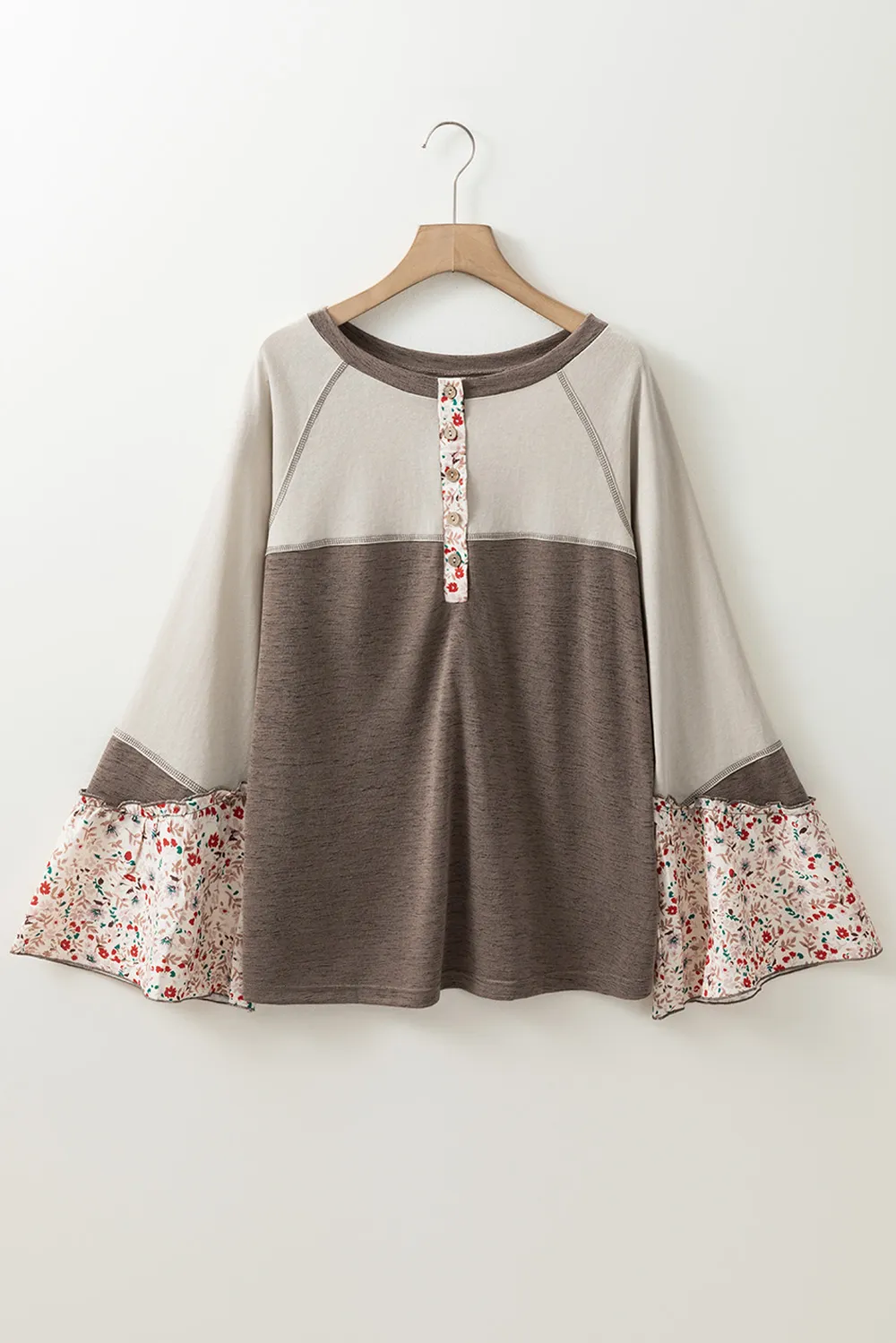 Floral Half Button Long Sleeve T-Shirt, image 5