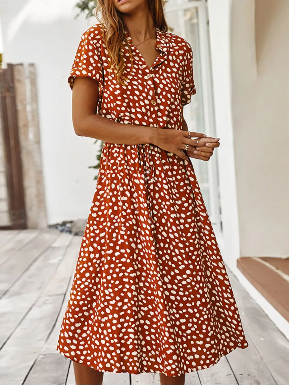 Animal Print Short Sleeve Dress, image 7