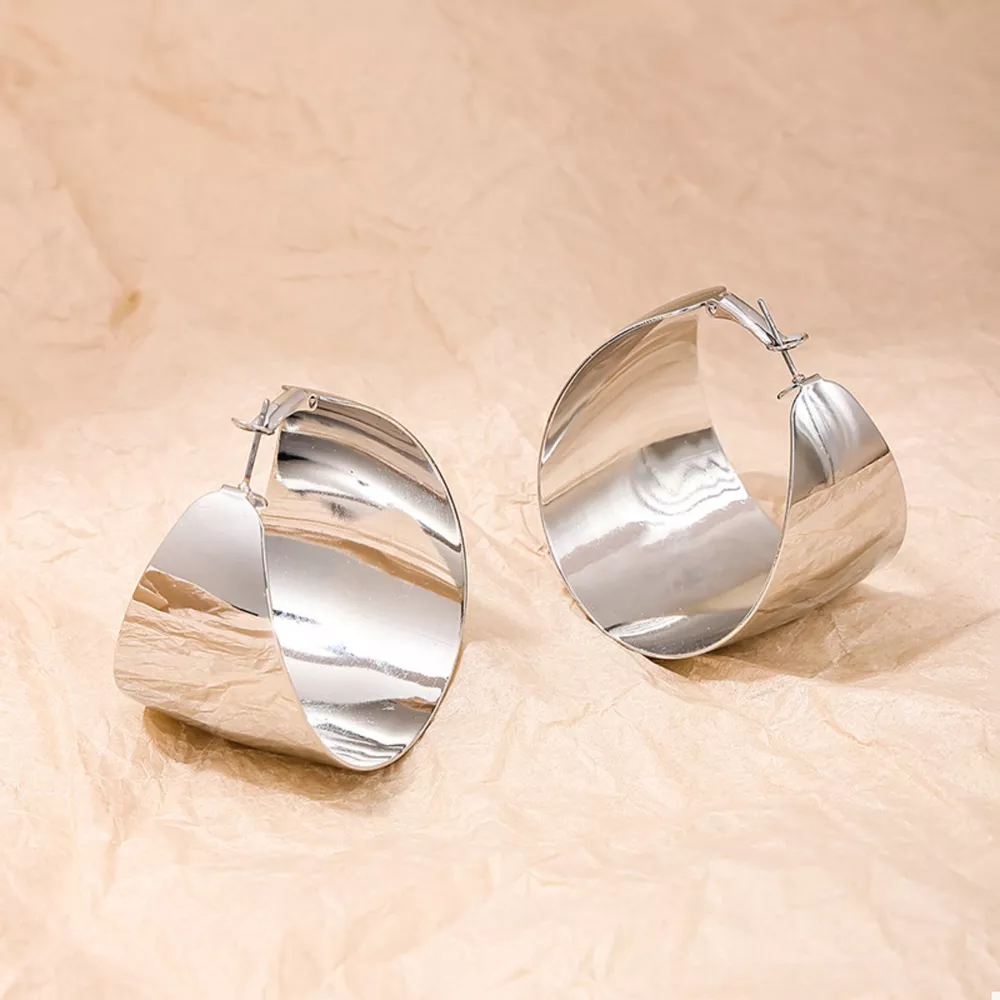 Alloy Wide Hoop Earrings, image 5