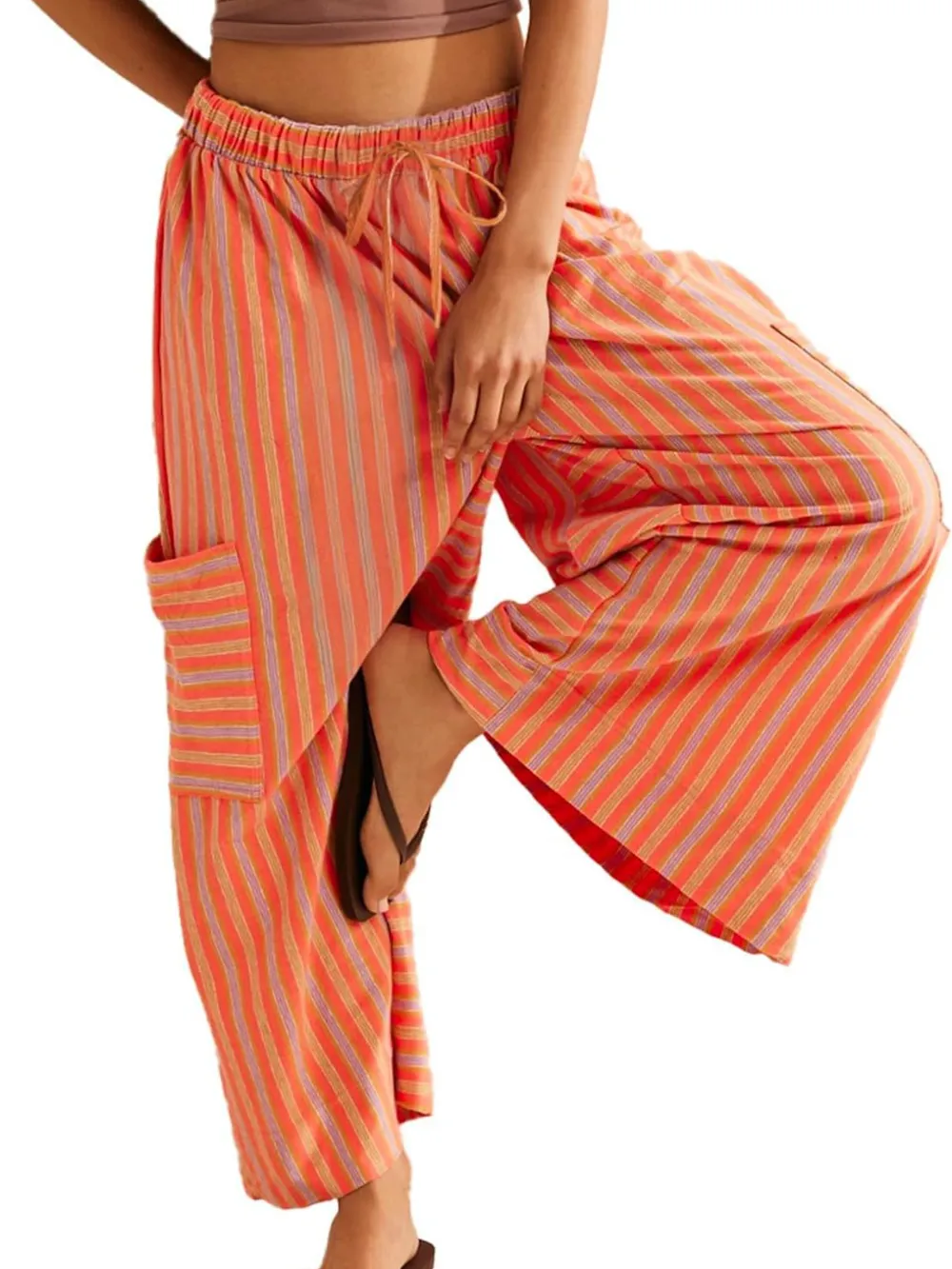 Contrast Striped Wide leg Pants, image 3