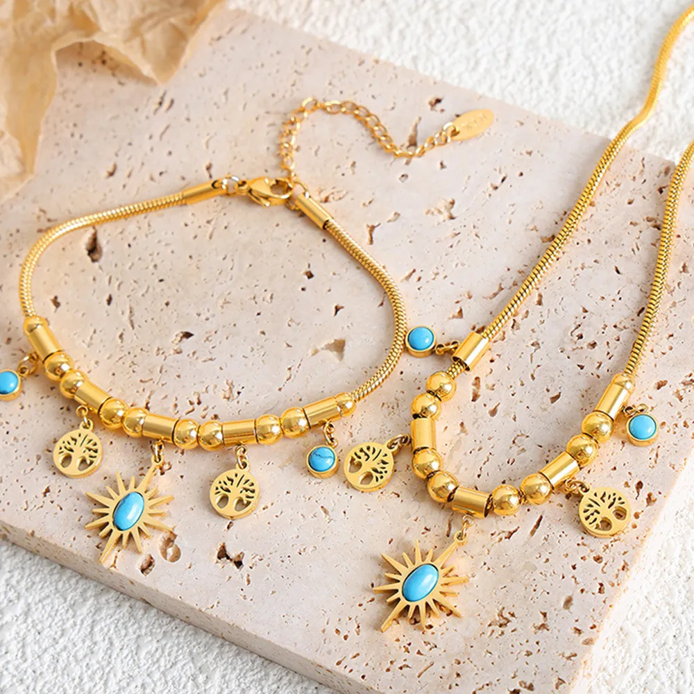 Gold-Plated Titanium Steel Charm Necklace, image 4
