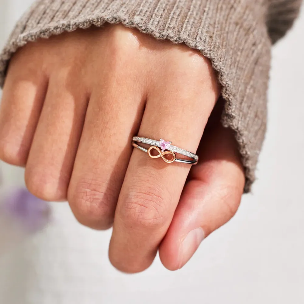 Heart Number 8 Zircon Double-Layered Ring, image 5