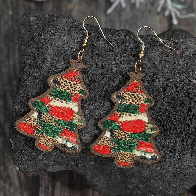 Christmas Tree PU Leather Earrings, image 5