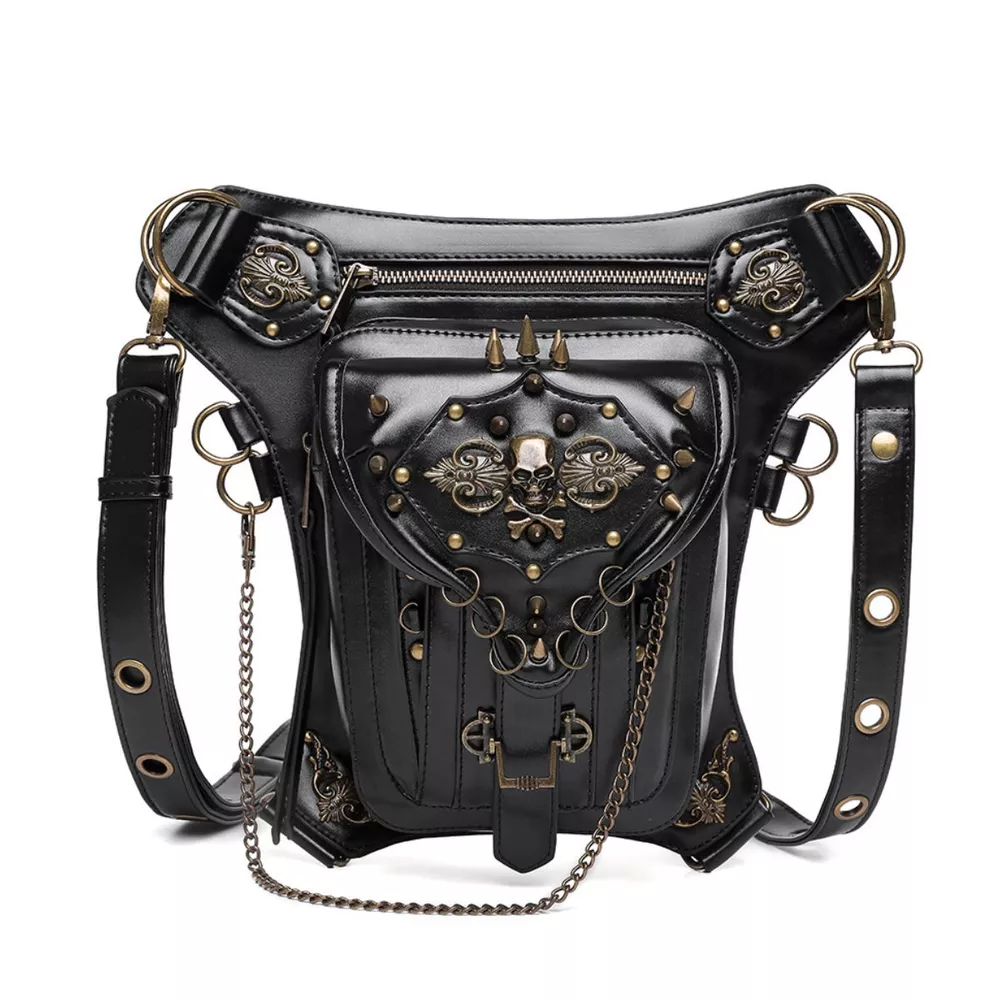 Steampunk Skull Decor Crossbody Bag, image 4