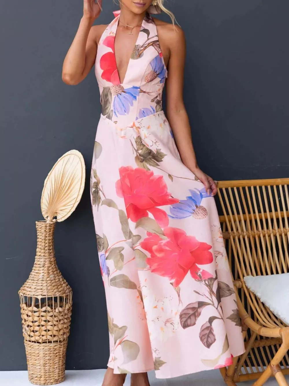Floral Print Halter Neck Maxi Dress, image 20