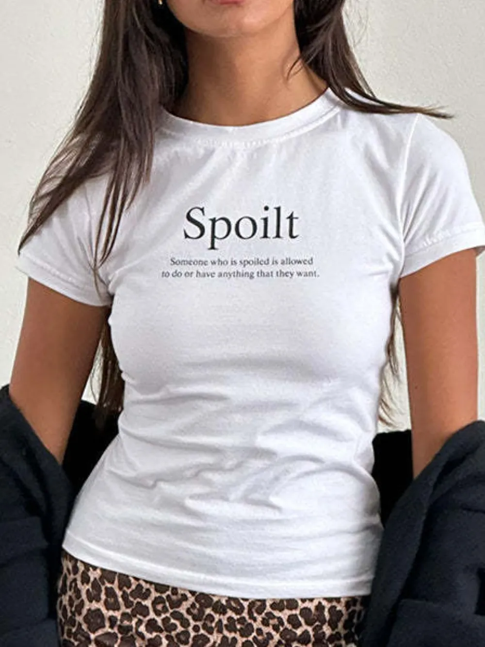 Letter Round Neck Short Sleeve T-Shirt, image 12