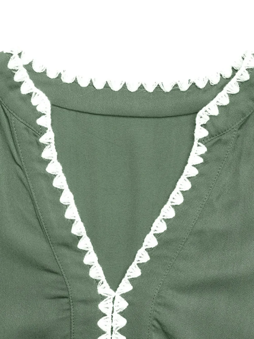 Lace Detail Notched Flounce Sleeve Mini Dress, image 3