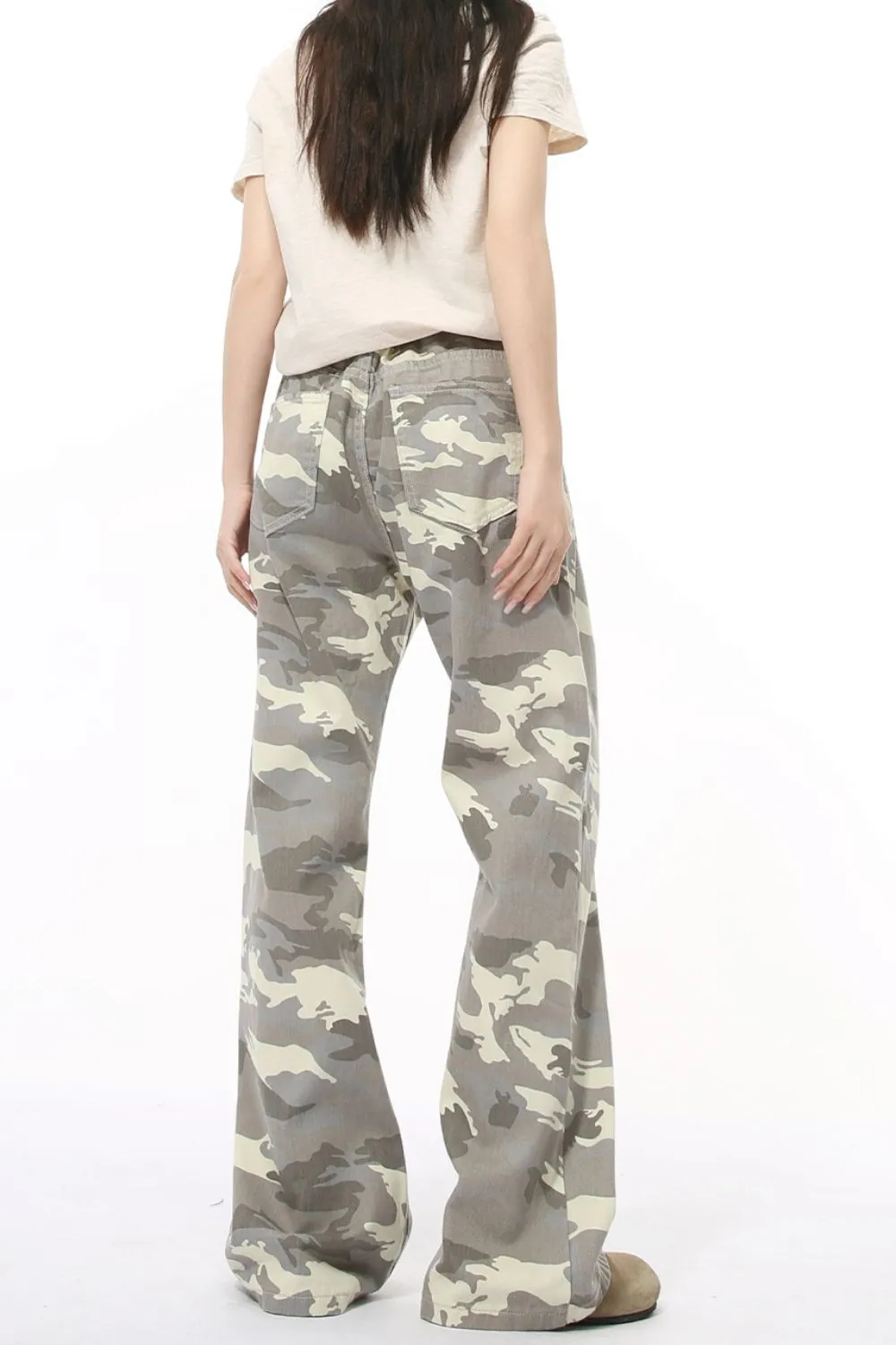 Camouflage Bootcut Jeans with Pockets, image 4
