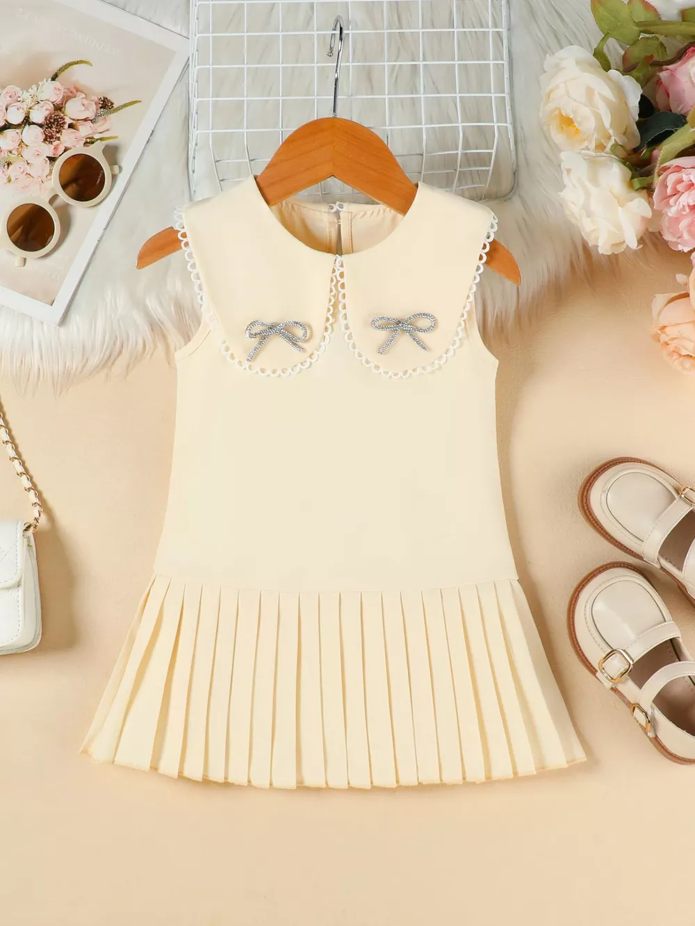 Children's Bow-Accented Pleated Dress, image 7