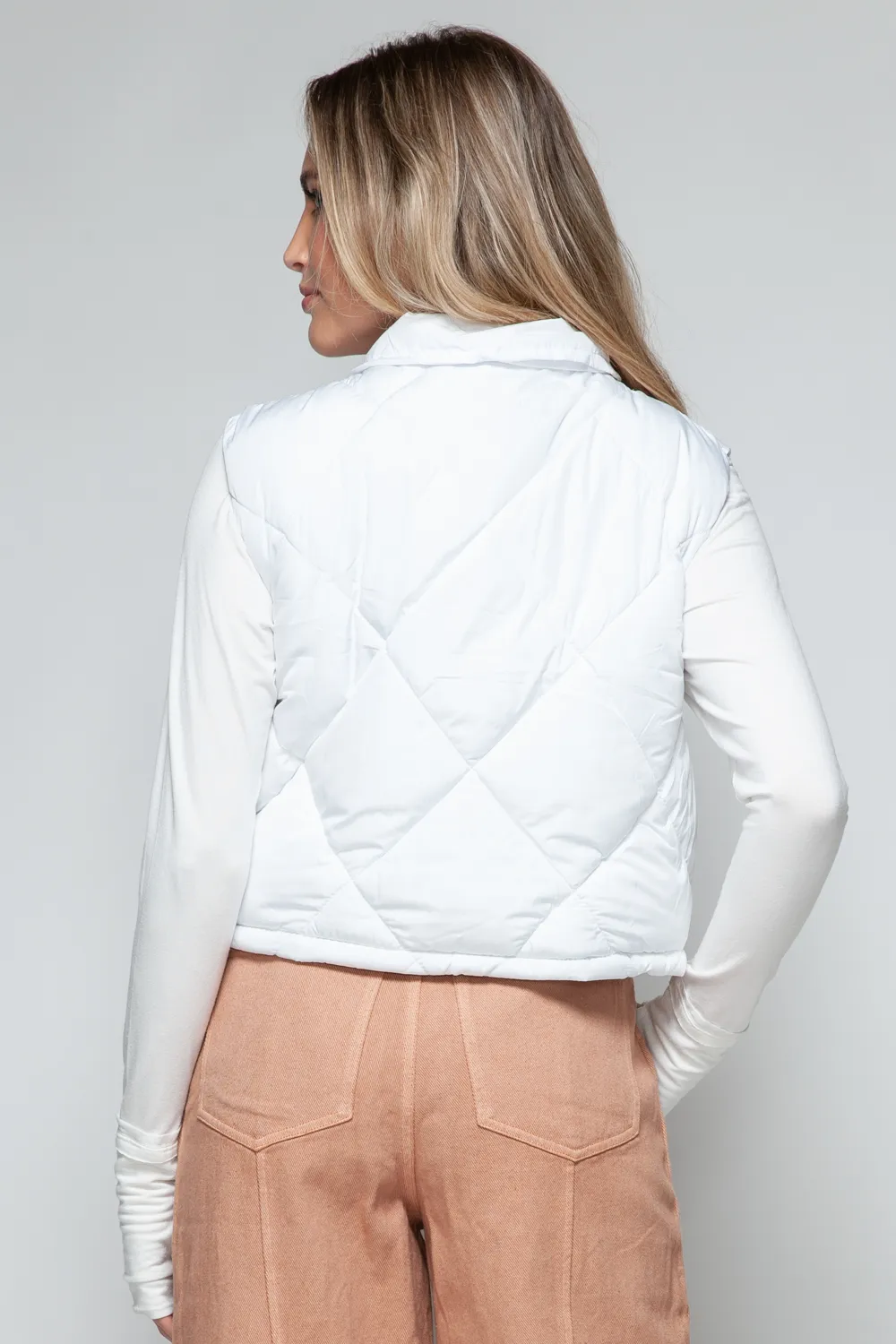Snap Down Quilted Crop Vest, image 2