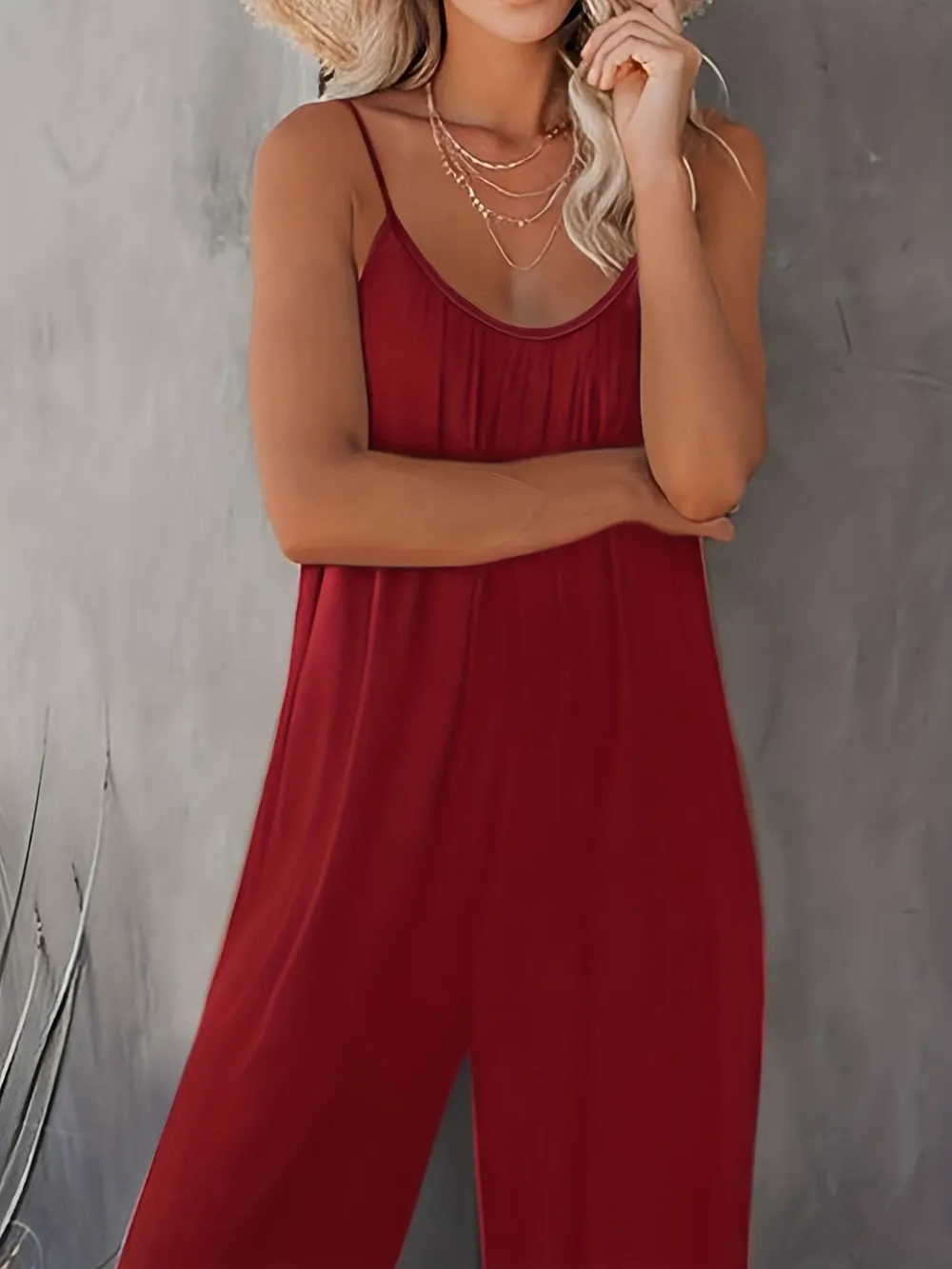 Scoop Neck Spaghetti Strap Jumpsuit, image 3