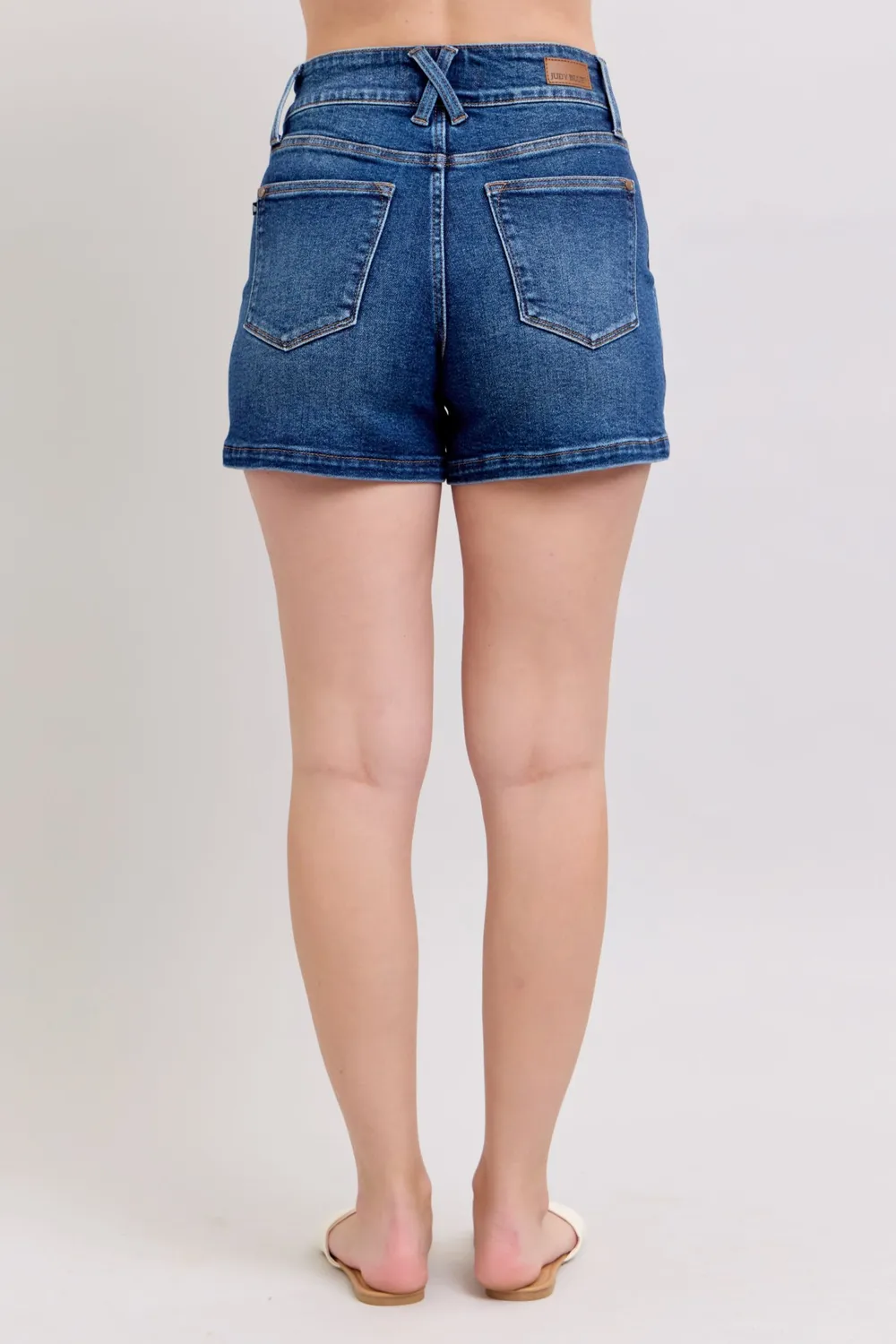 Full Size Double Button Waistband Denim Shorts Plus Size, image 4