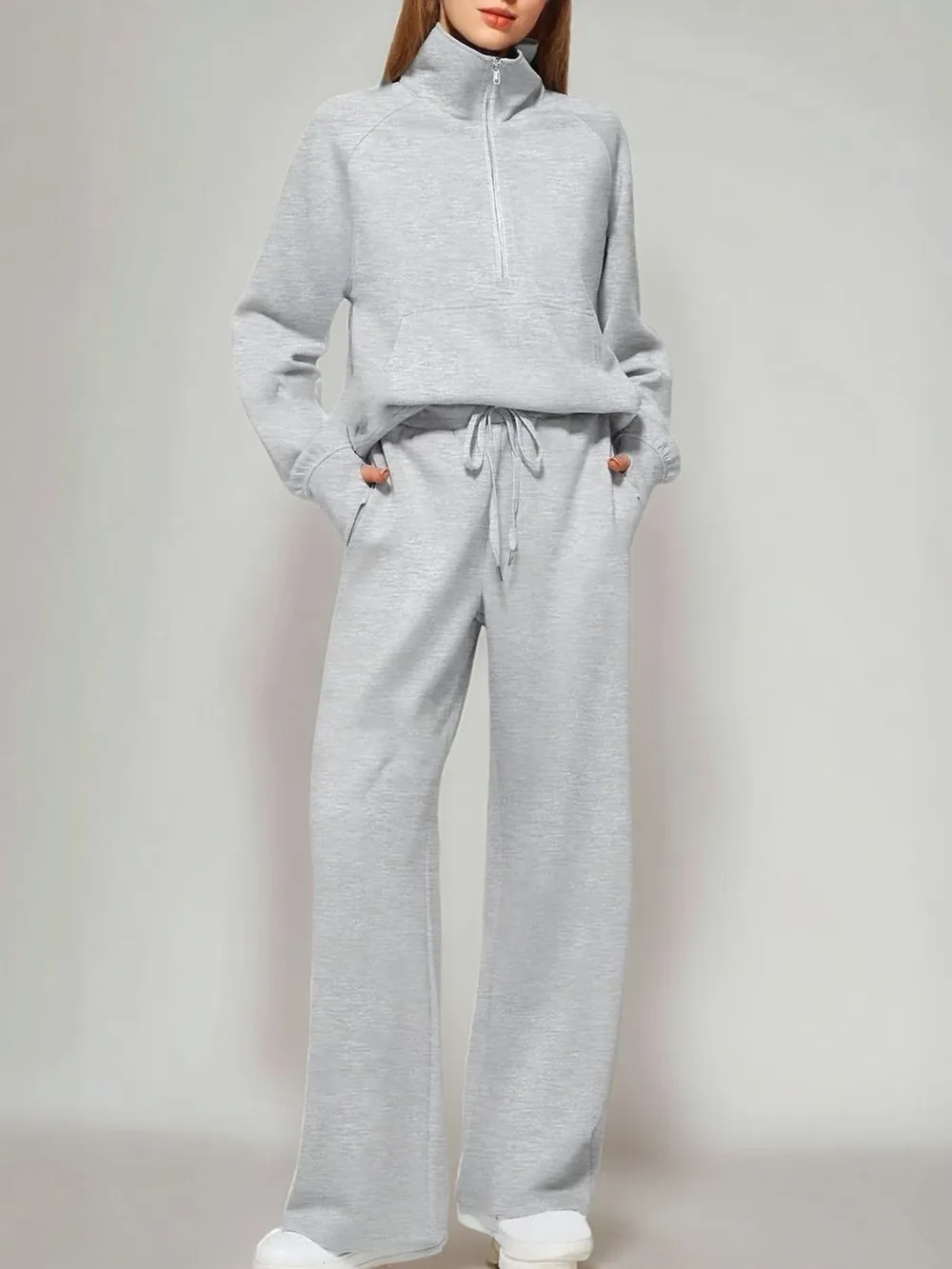 Half Zip Long Sleeve Top and Pants Set, image 13