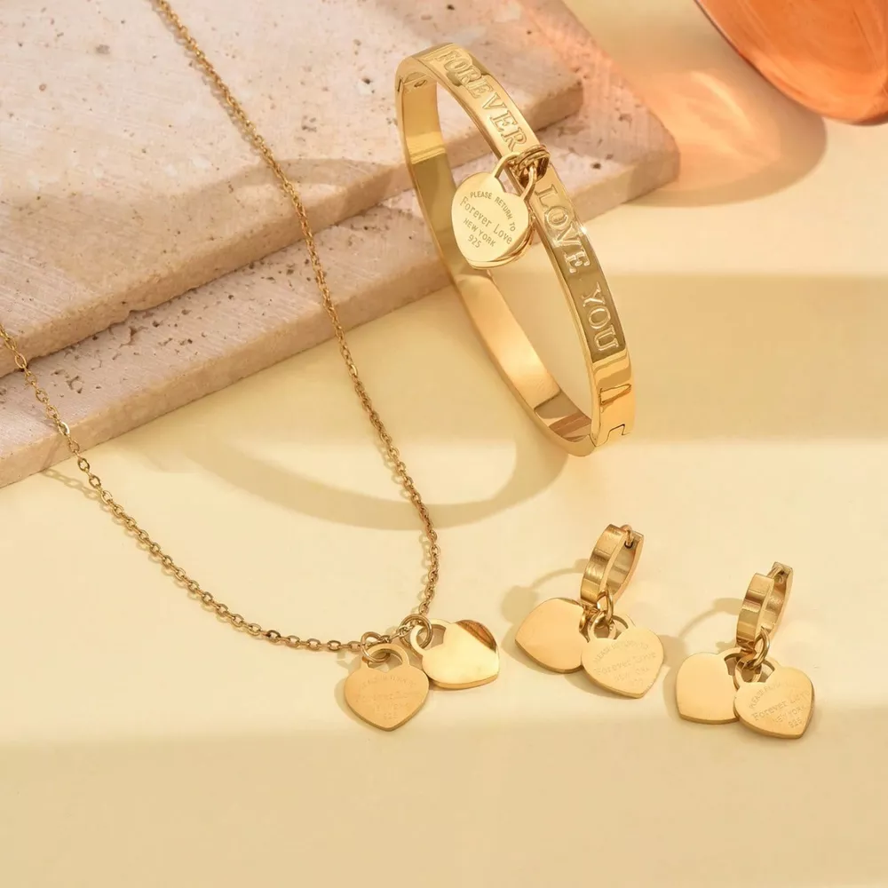 18K Gold-Plated Heart Jewelry Set, image 4