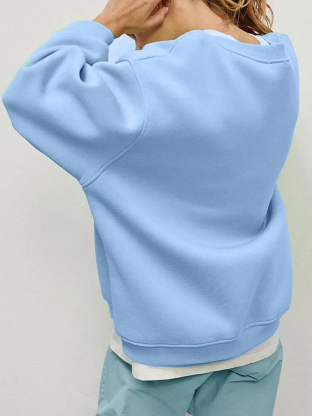 Round Neck Dropped Shoulder Long Sleeve Sweatshirt, image 16