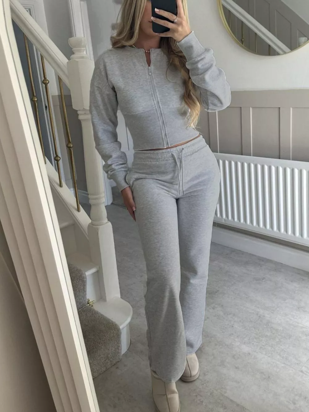 Zip-Up Crop Hoodie and High-Waisted Pants Set, image 16