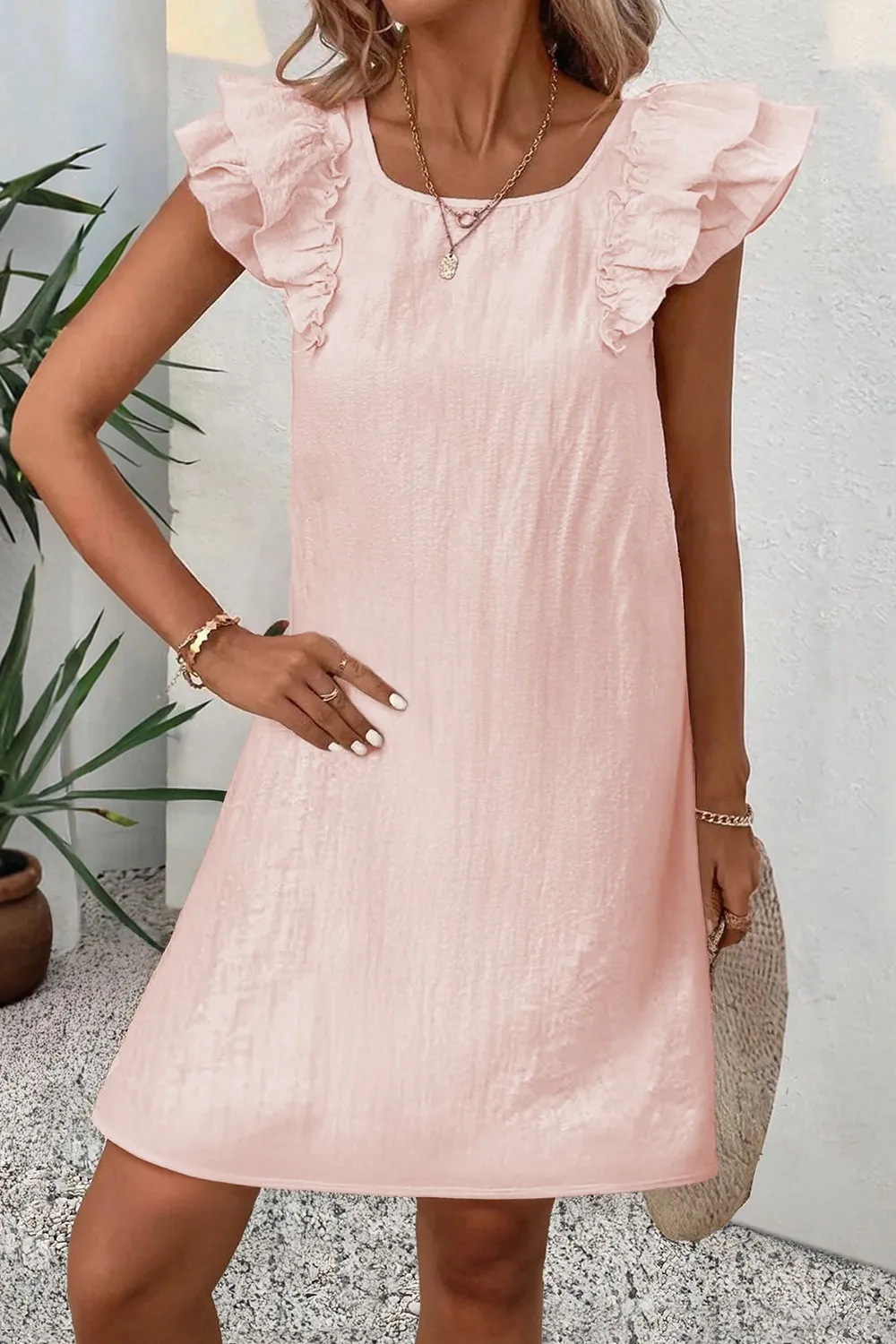 Ruffle Sleeve Bow Back Mini Dress, image 5