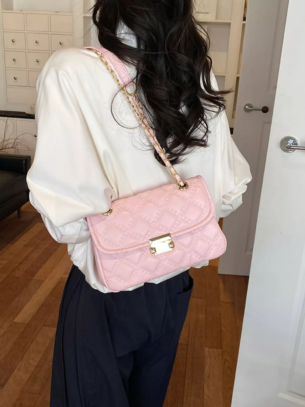 Quilted Chain Crossbody Bag, image 4
