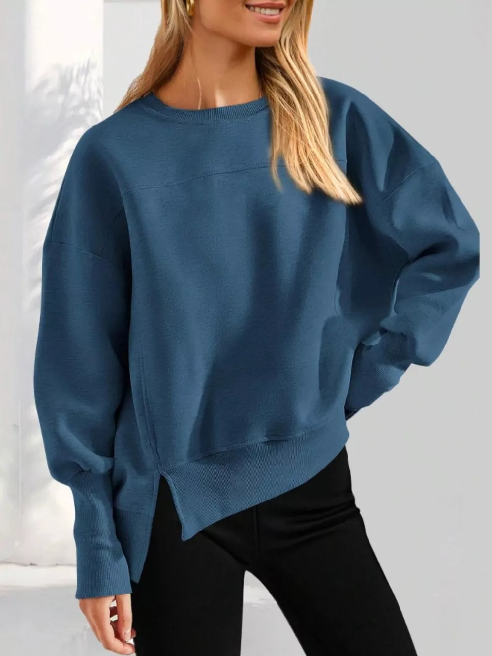 Casual Loose Side Slit Sweatshirt, image 2